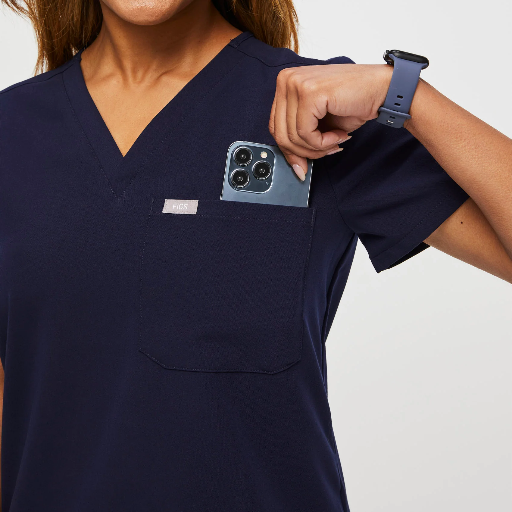 women's Navy Petite Catarina™ - One-Pocket Scrub Top - Image 6
