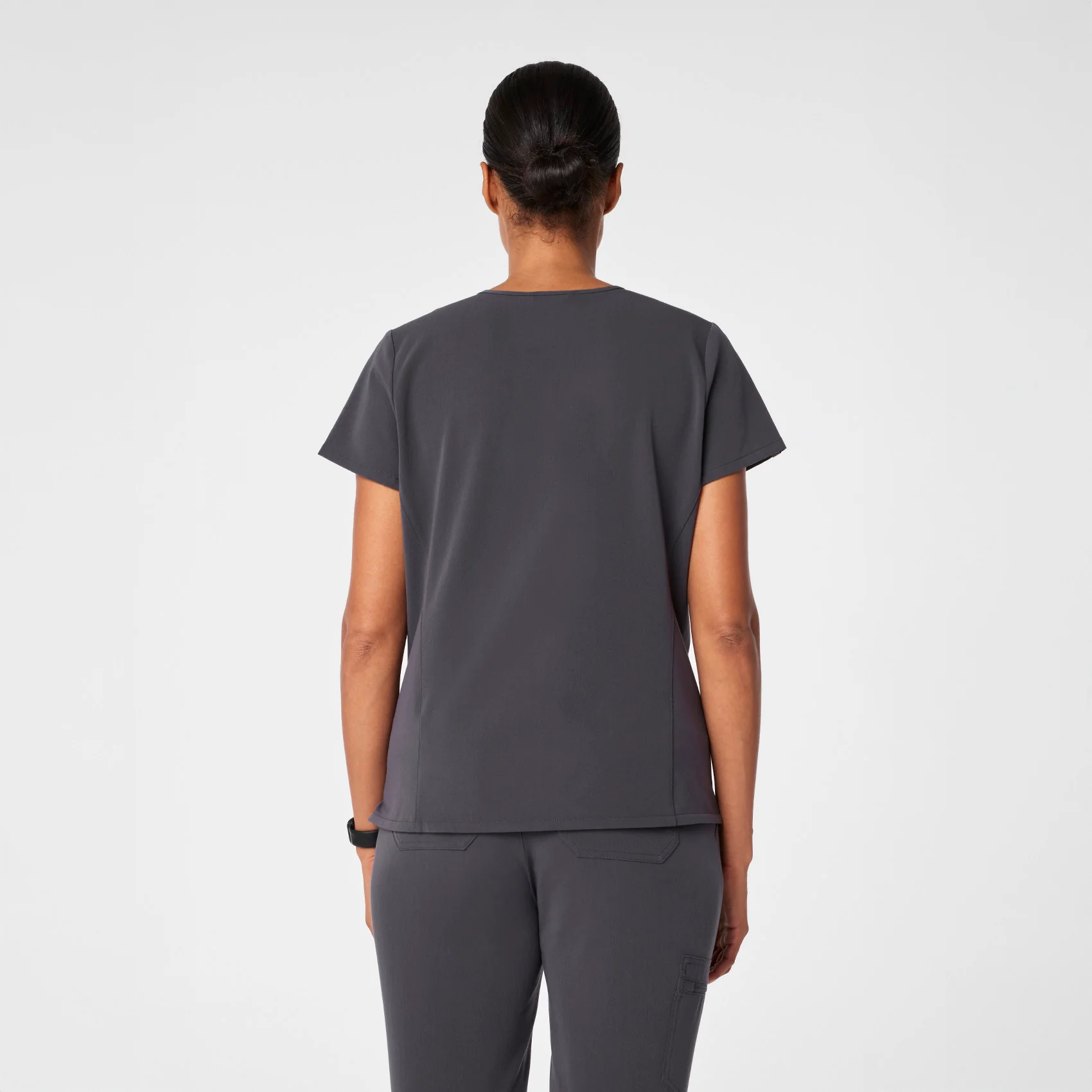 women's Charcoal Catarina Maternity V-Neck Scrub Top - Image 4