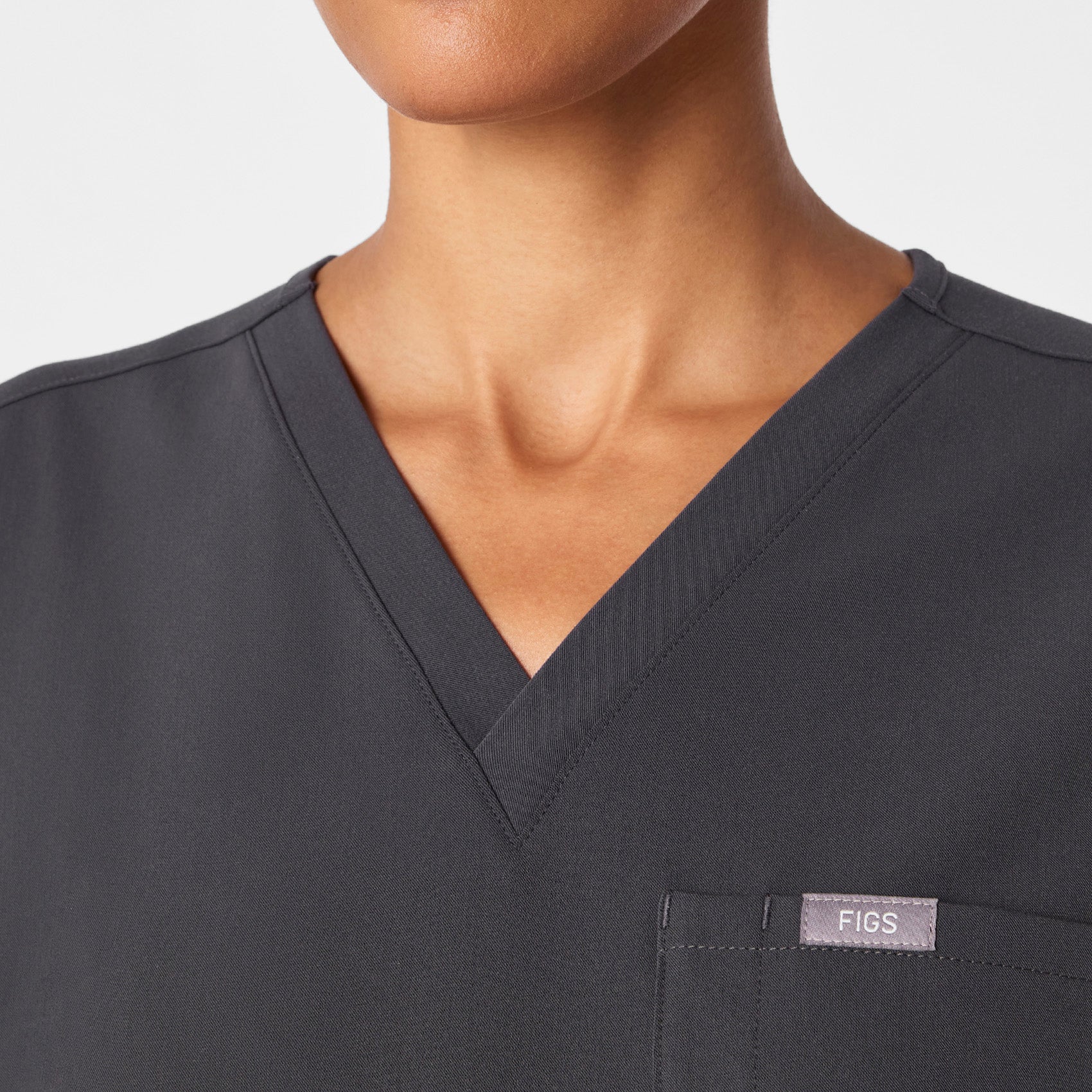 women's Charcoal Catarina Maternity V-Neck Scrub Top - Image 5
