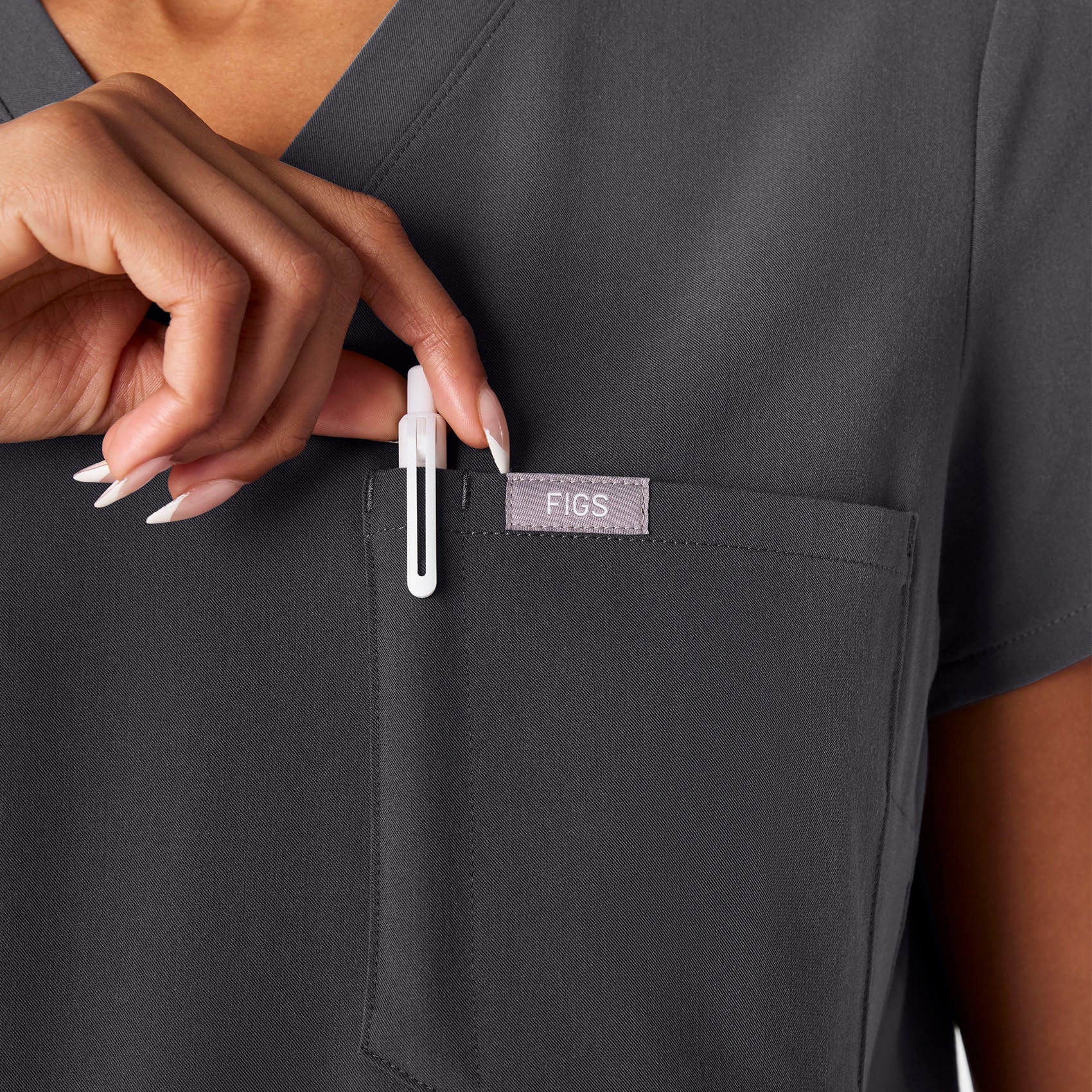 women's Charcoal Catarina Maternity V-Neck Scrub Top - Image 6
