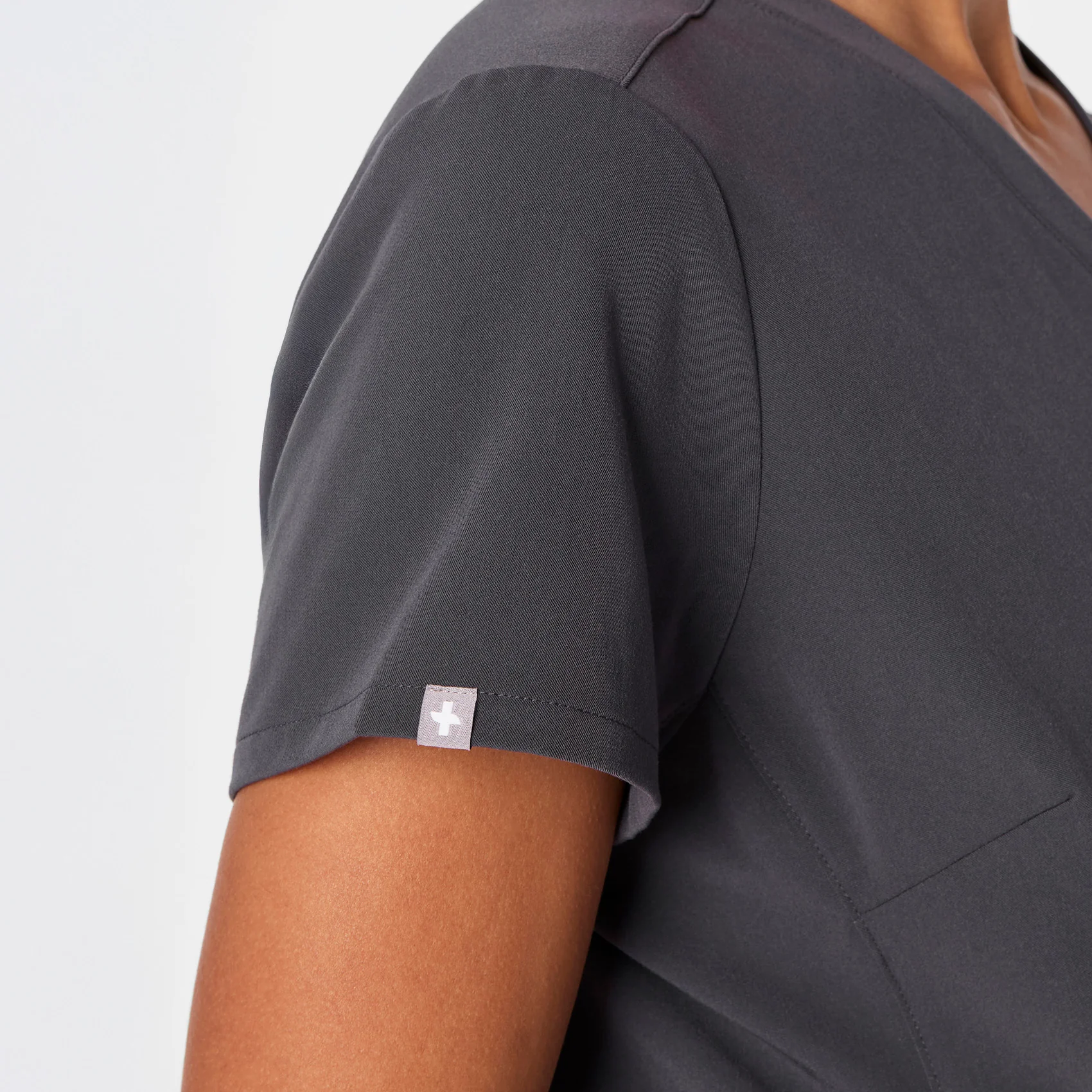 women's Charcoal Catarina Maternity V-Neck Scrub Top - Image 7