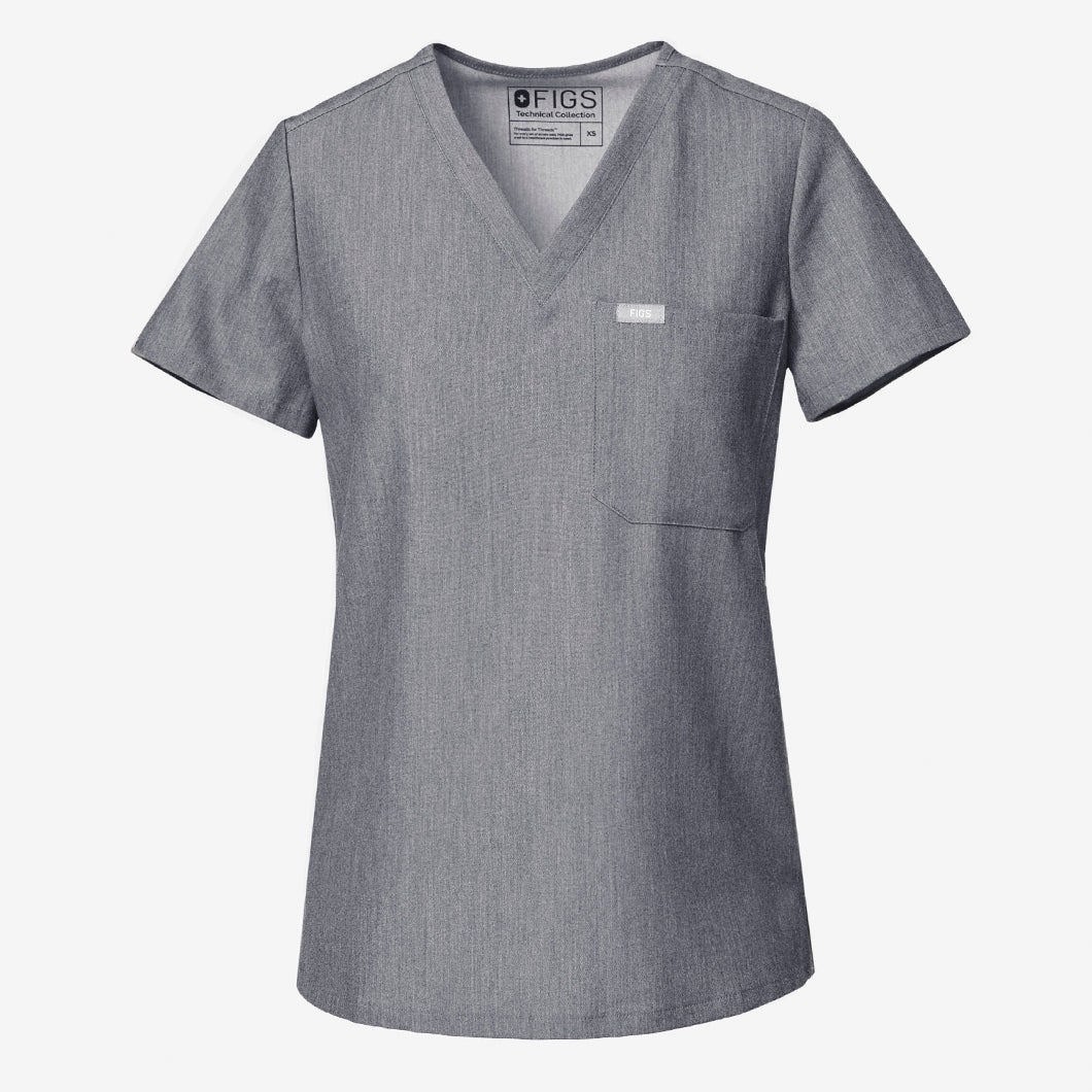 women's Charcoal Catarina Maternity V-Neck Scrub Top - Image 8