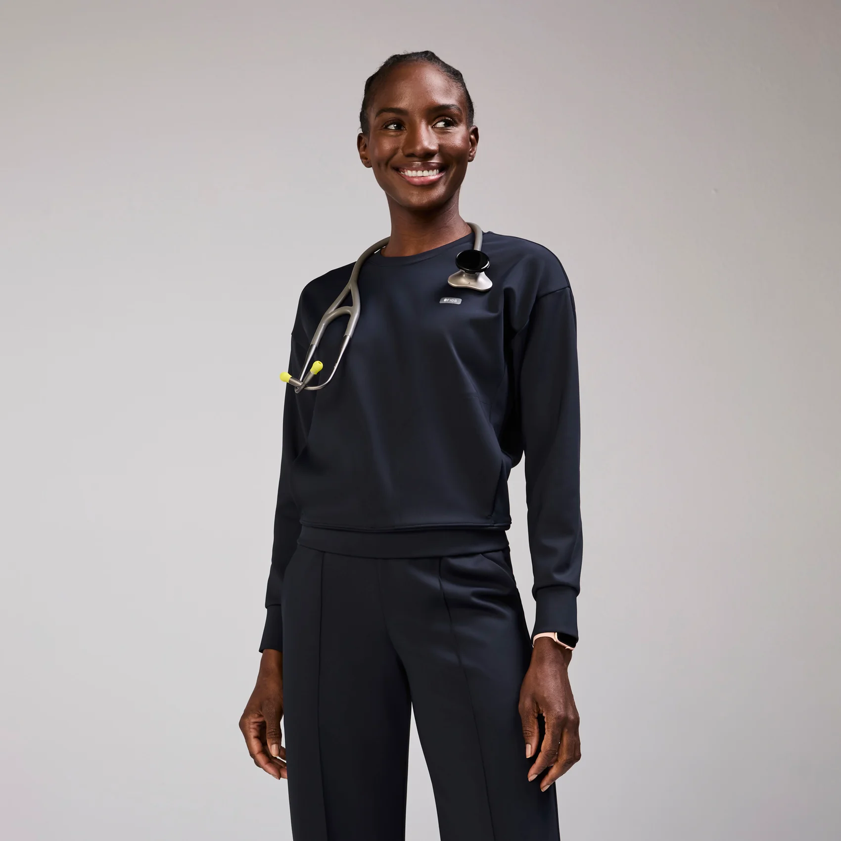 women's Navy Cornelia FORMx Crewneck - Scrub Top™