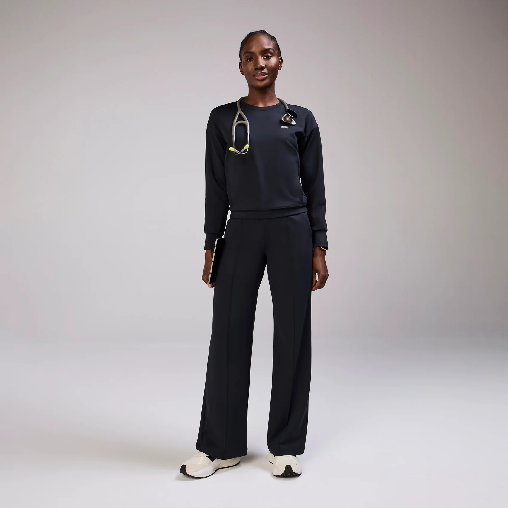 women's Navy Cornelia FORMx Crewneck - Scrub Top™ - Image 2