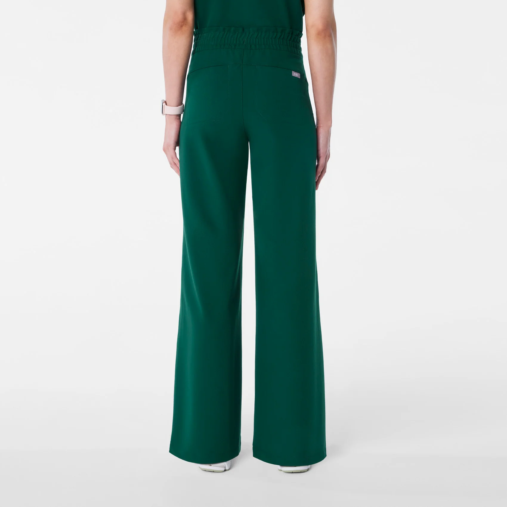 women's Forest Green High Waisted Allison Ultra Wide Leg - Tall Scrub Pant - Image 4