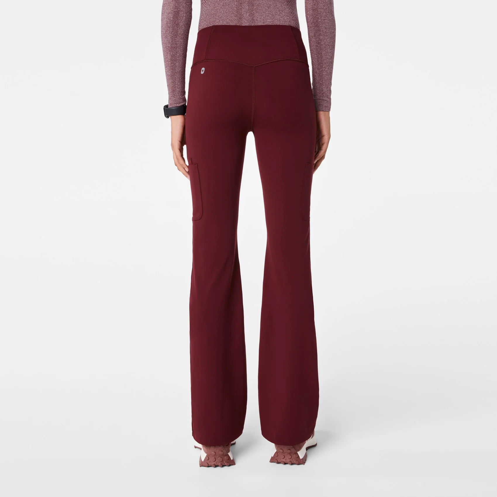 women's Burgundy High Waisted Ashland - Flare ScrubLegging™ - Image 4