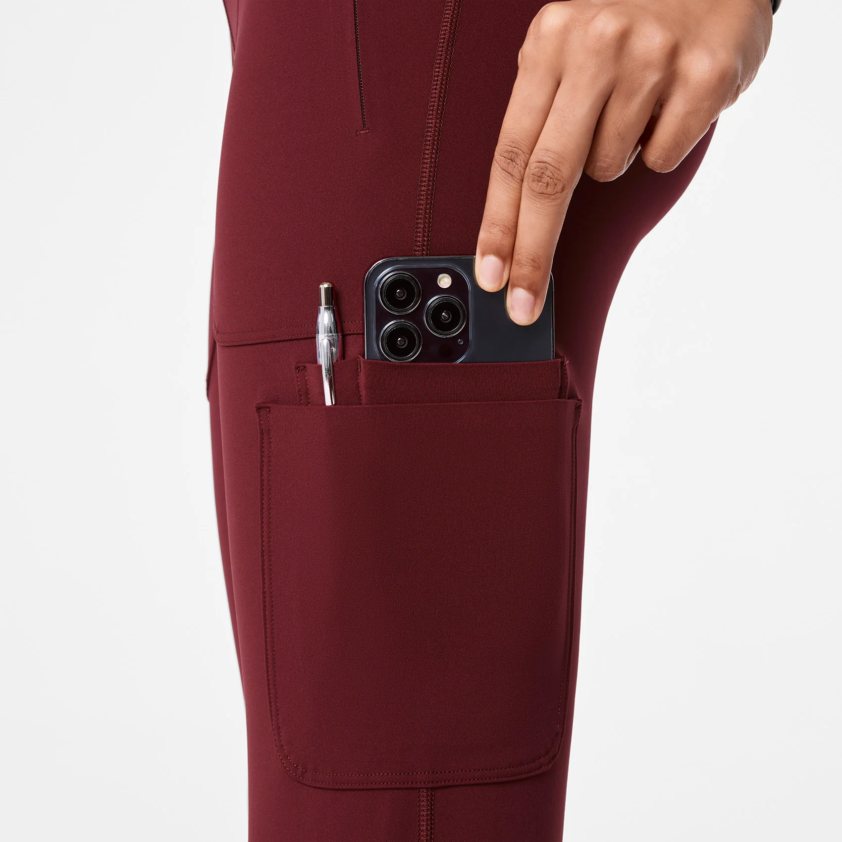women's Burgundy High Waisted Ashland - Flare ScrubLegging™ - Image 9