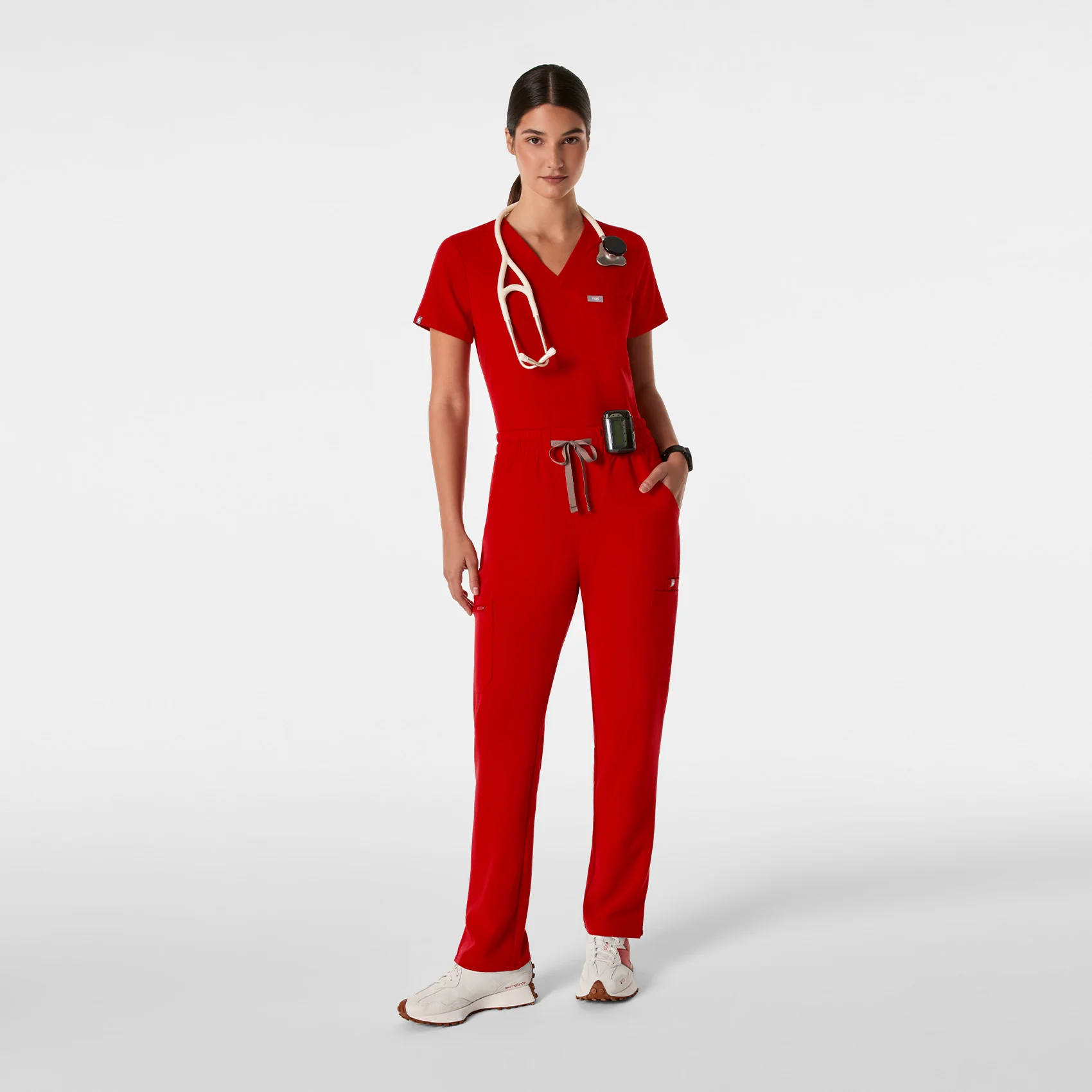 women's Winning Red High Waisted Dowa - Petite Scrub Pants - Image 2