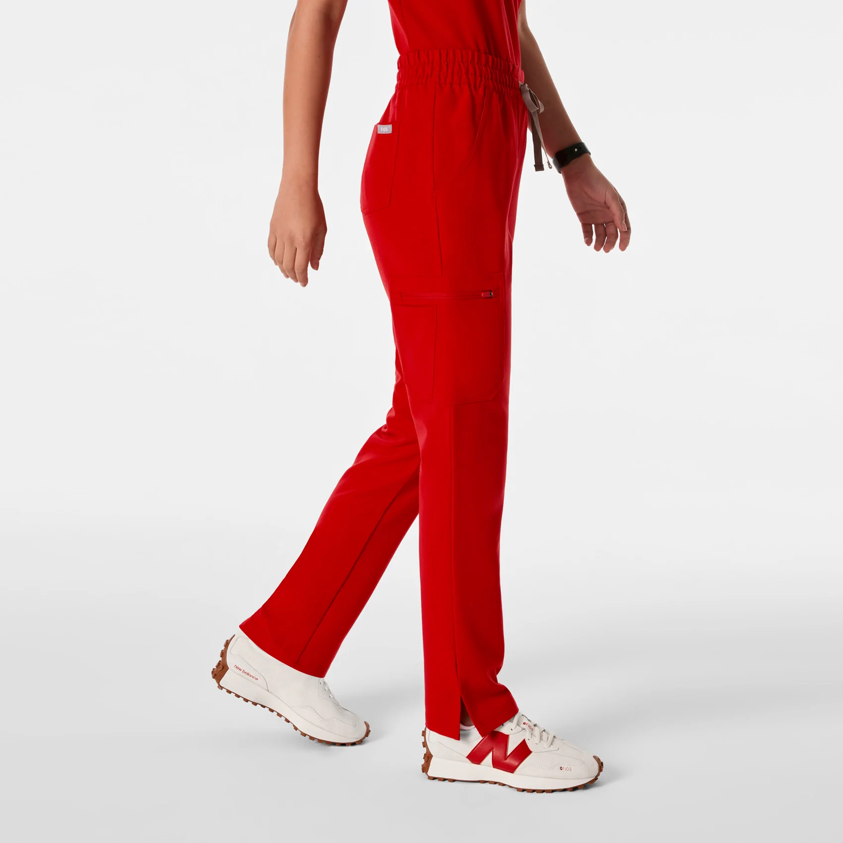 women's Winning Red High Waisted Dowa - Petite Scrub Pants - Image 3