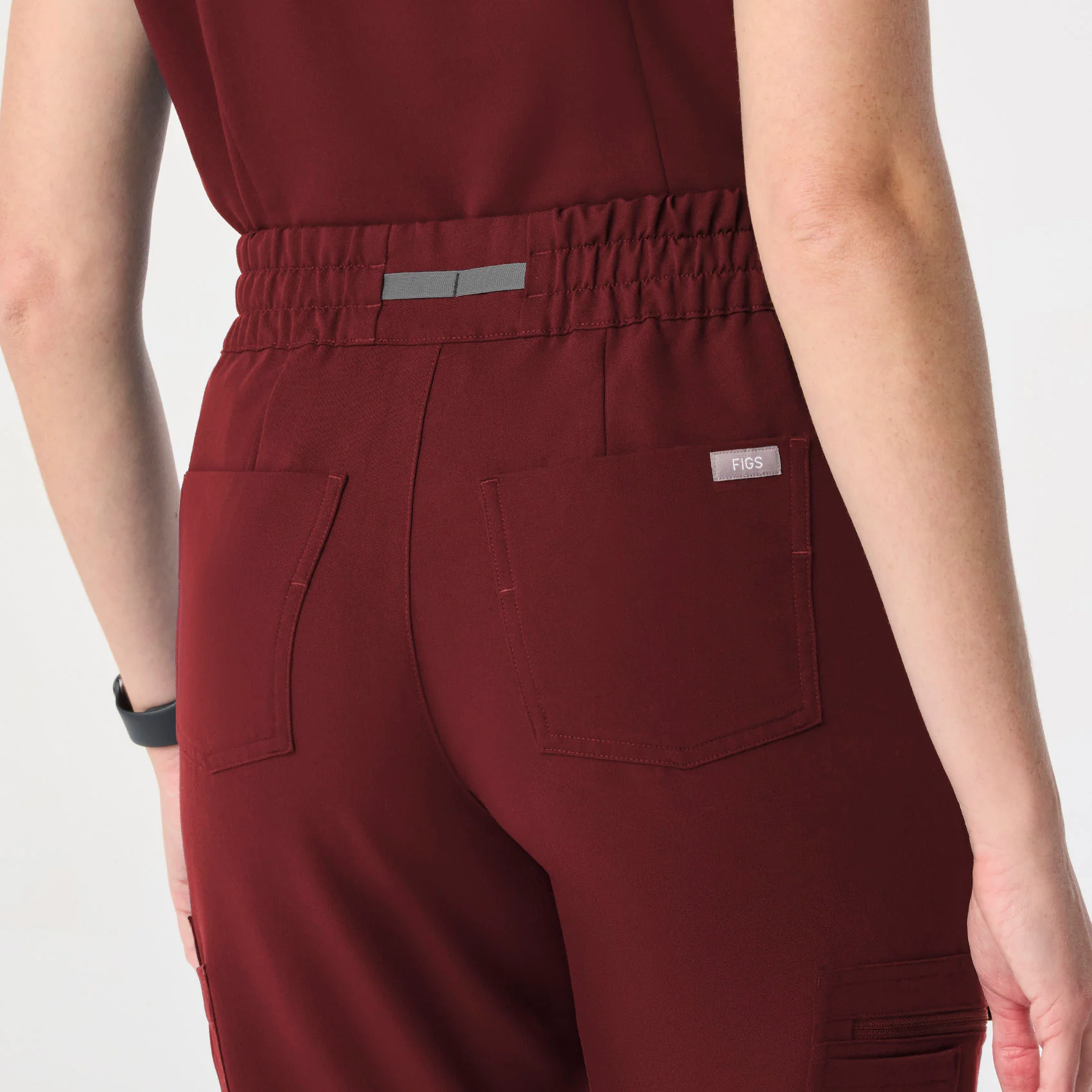 women's Burgundy High Waisted Dowa - Scrub Pant - Image 4