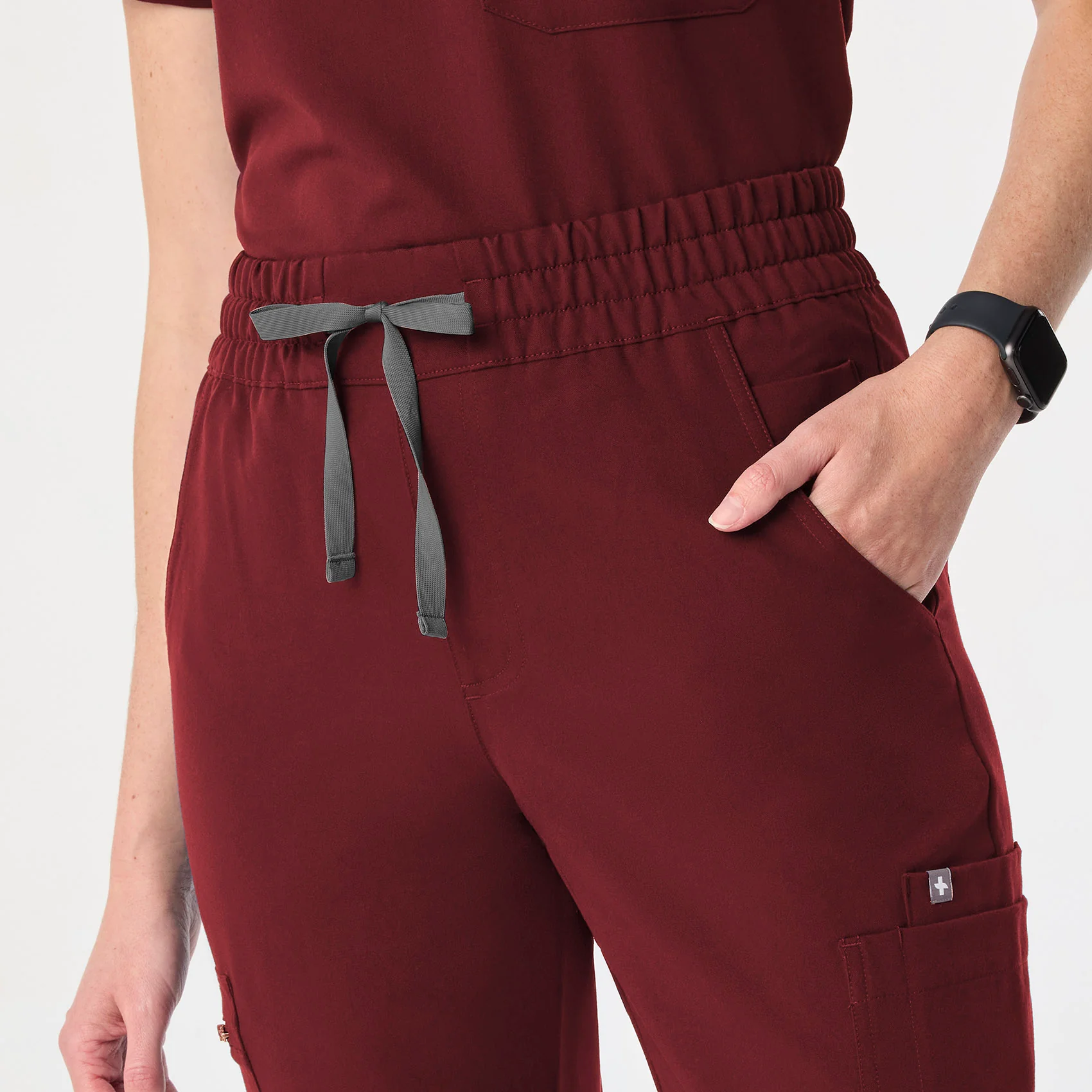 women's Burgundy High Waisted Dowa - Scrub Pant - Image 5