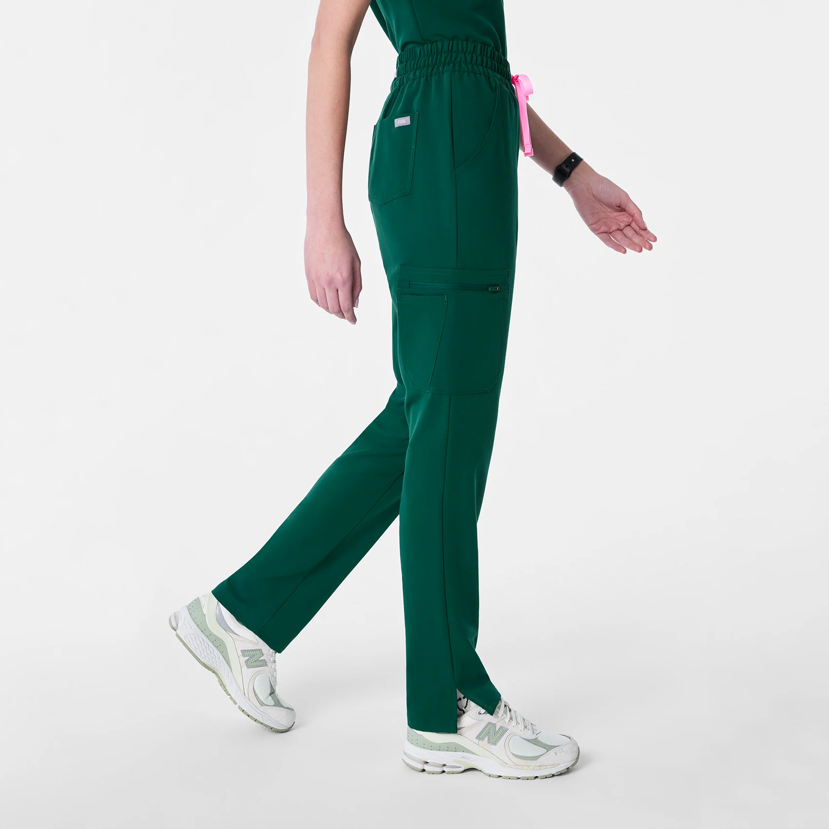 women's Forest Green High Waisted Dowa - Petite Scrub Pants - Image 3