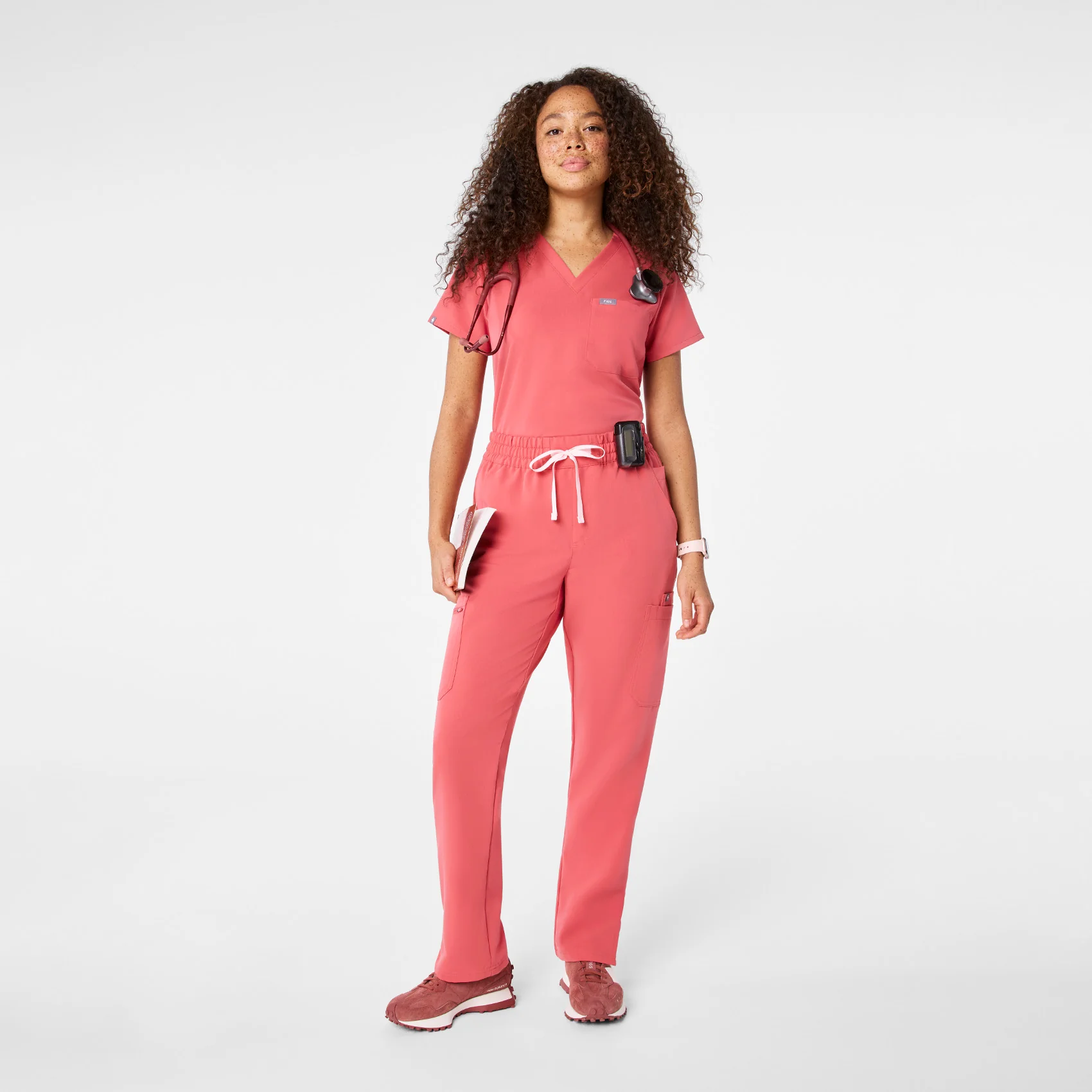 women's Pulmonary Pink High Waisted Dowa - Scrub Pants - Image 2