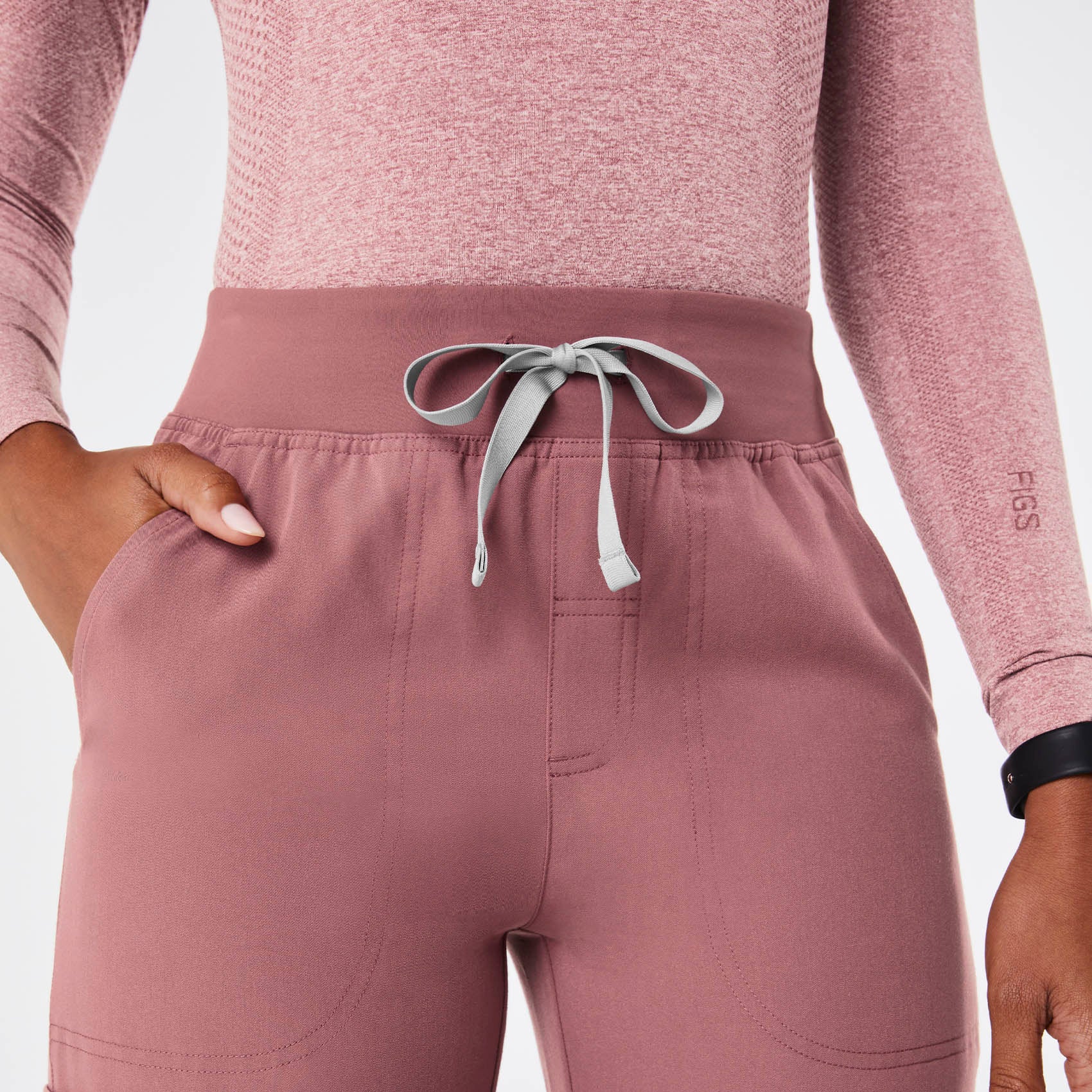 women's Mauve High Waisted Isabel Wide Leg - Petite Scrub Pant - Image 5