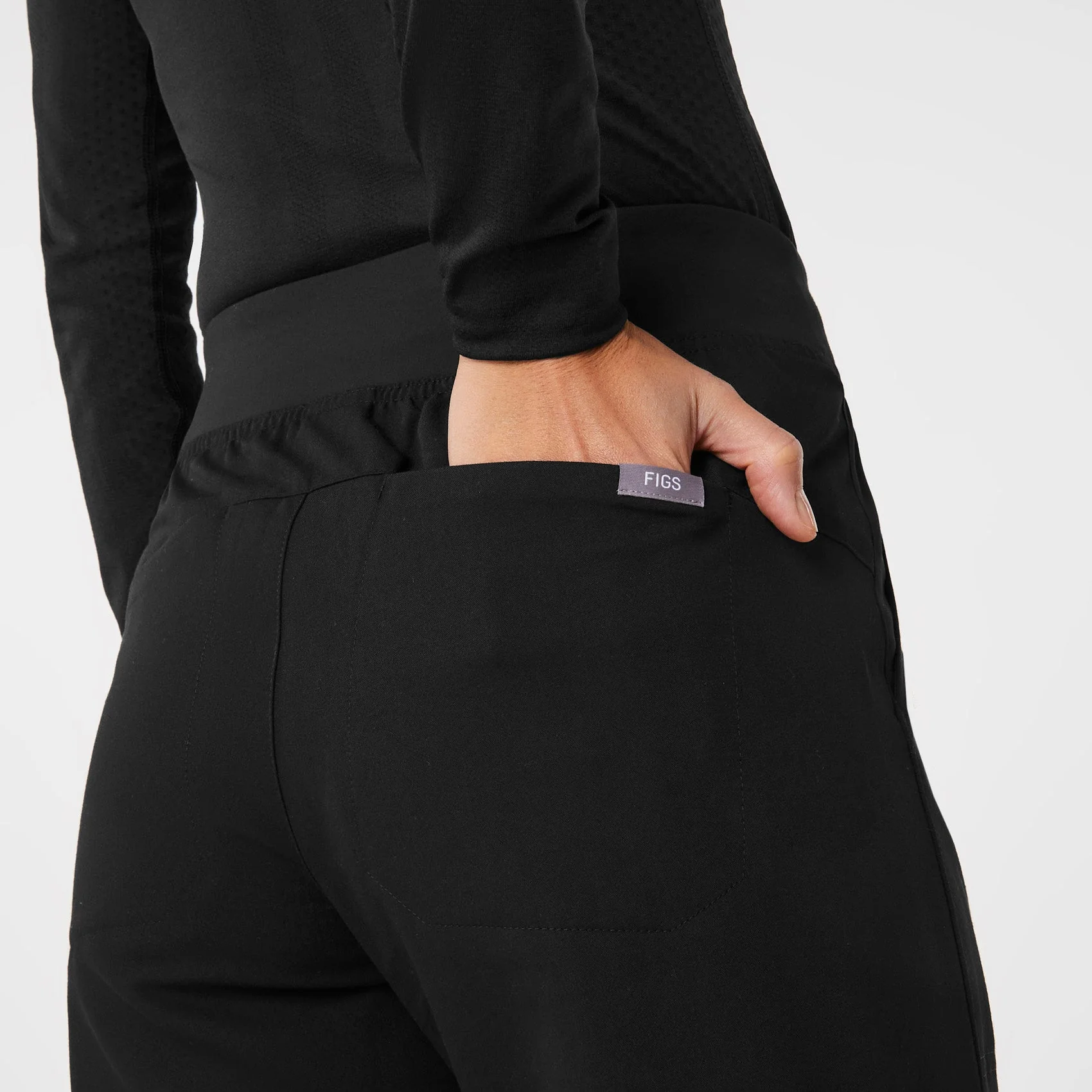 women's Black High Waisted Isabel Wide Leg - Scrub Pant - Image 5
