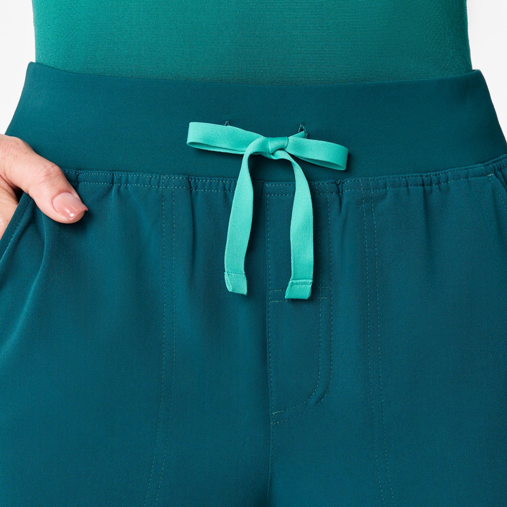 women's Caribbean Blue High Waisted Isabel Wide Leg - Tall Scrub Pant - Image 5