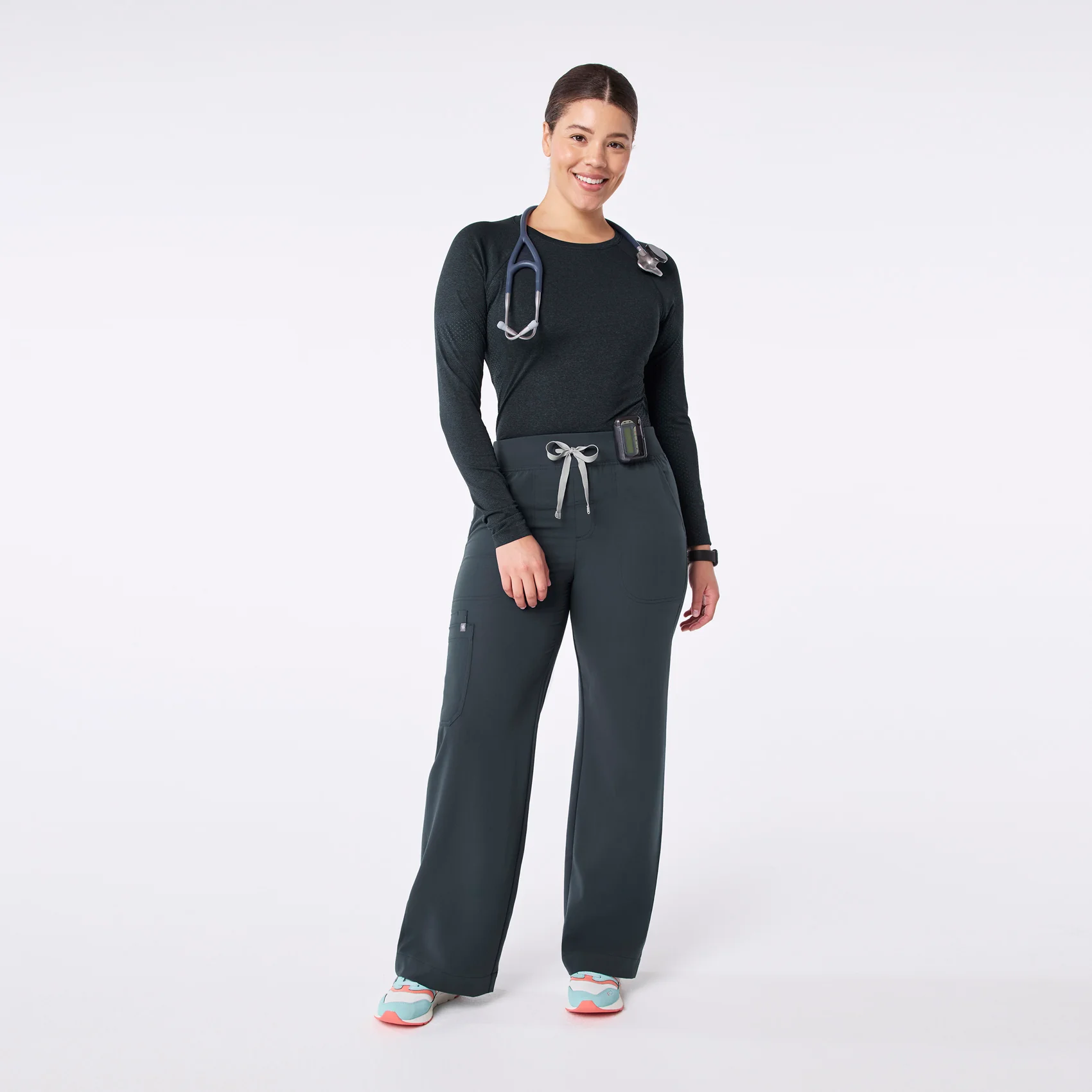 women's Dark Harbor High Waisted Isabel Wide Leg - Tall Scrub Pant - Image 2