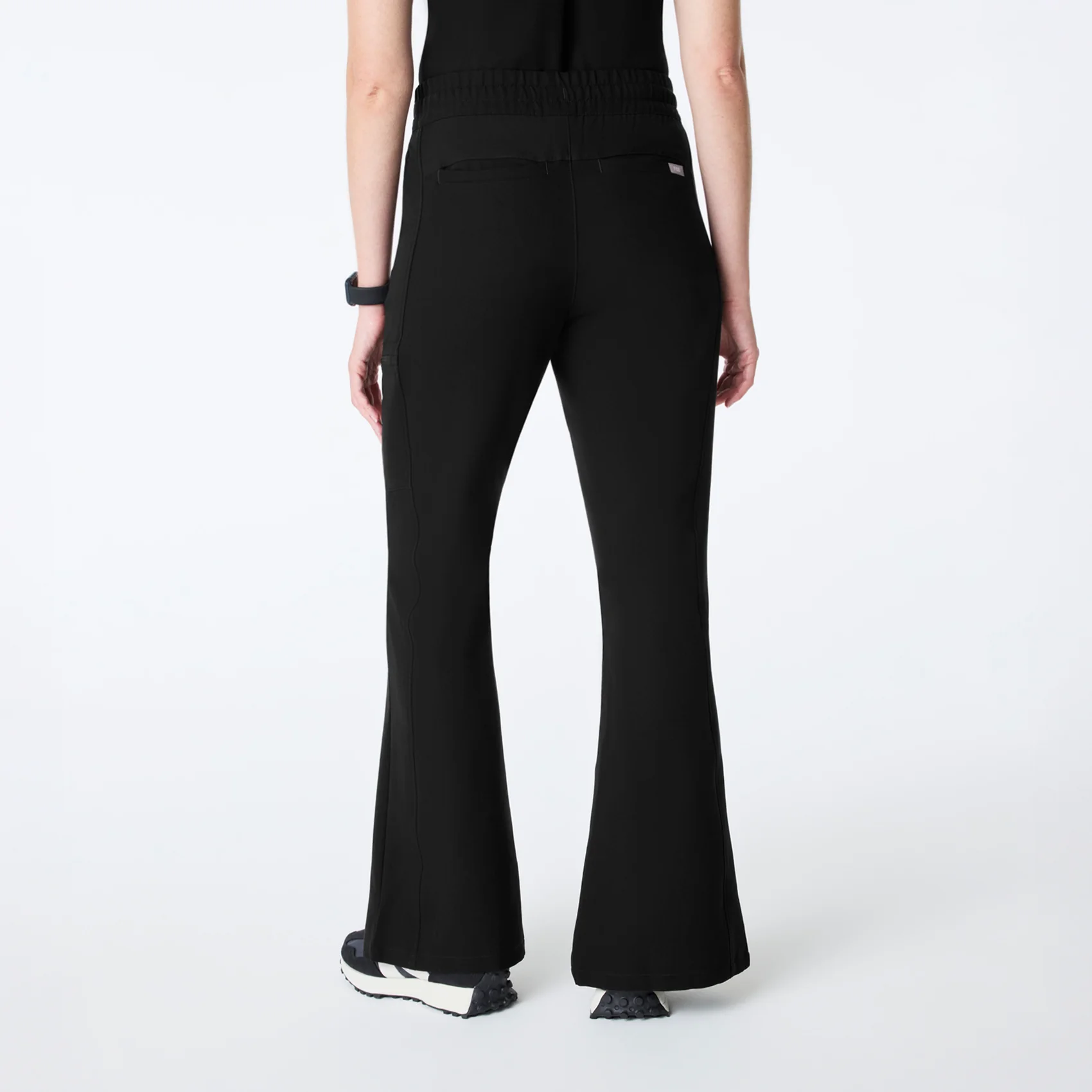 women's Black High Waisted Montal Flare - Scrub Pant - Image 4