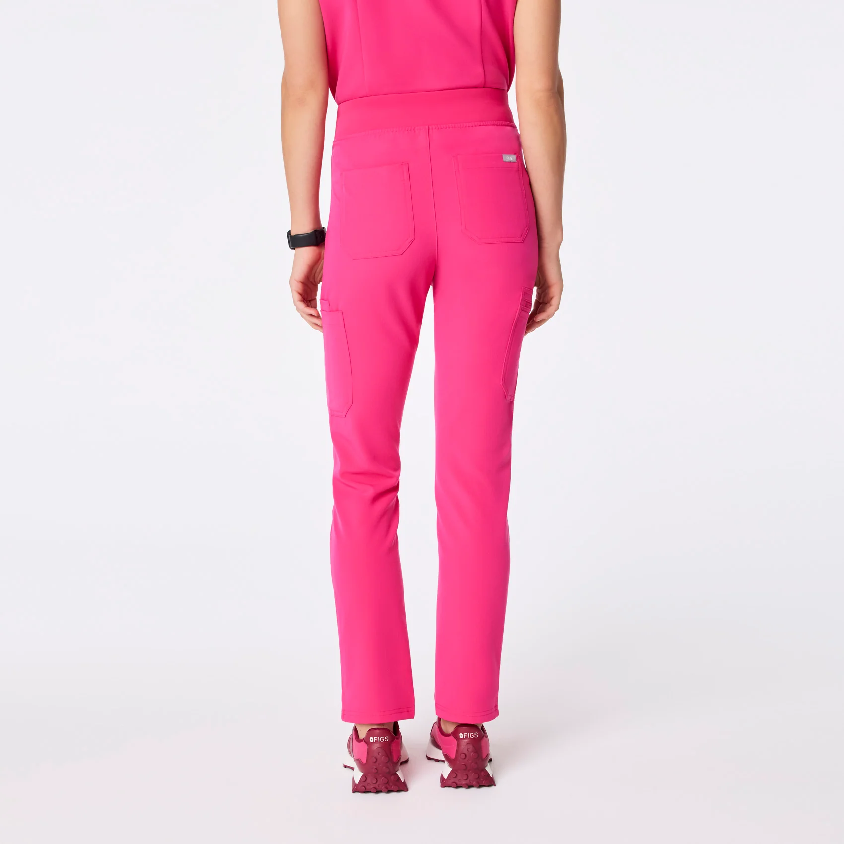 women's Shocking Pink High Waisted Yola - Petite Skinny Scrub Pant™ - Image 4
