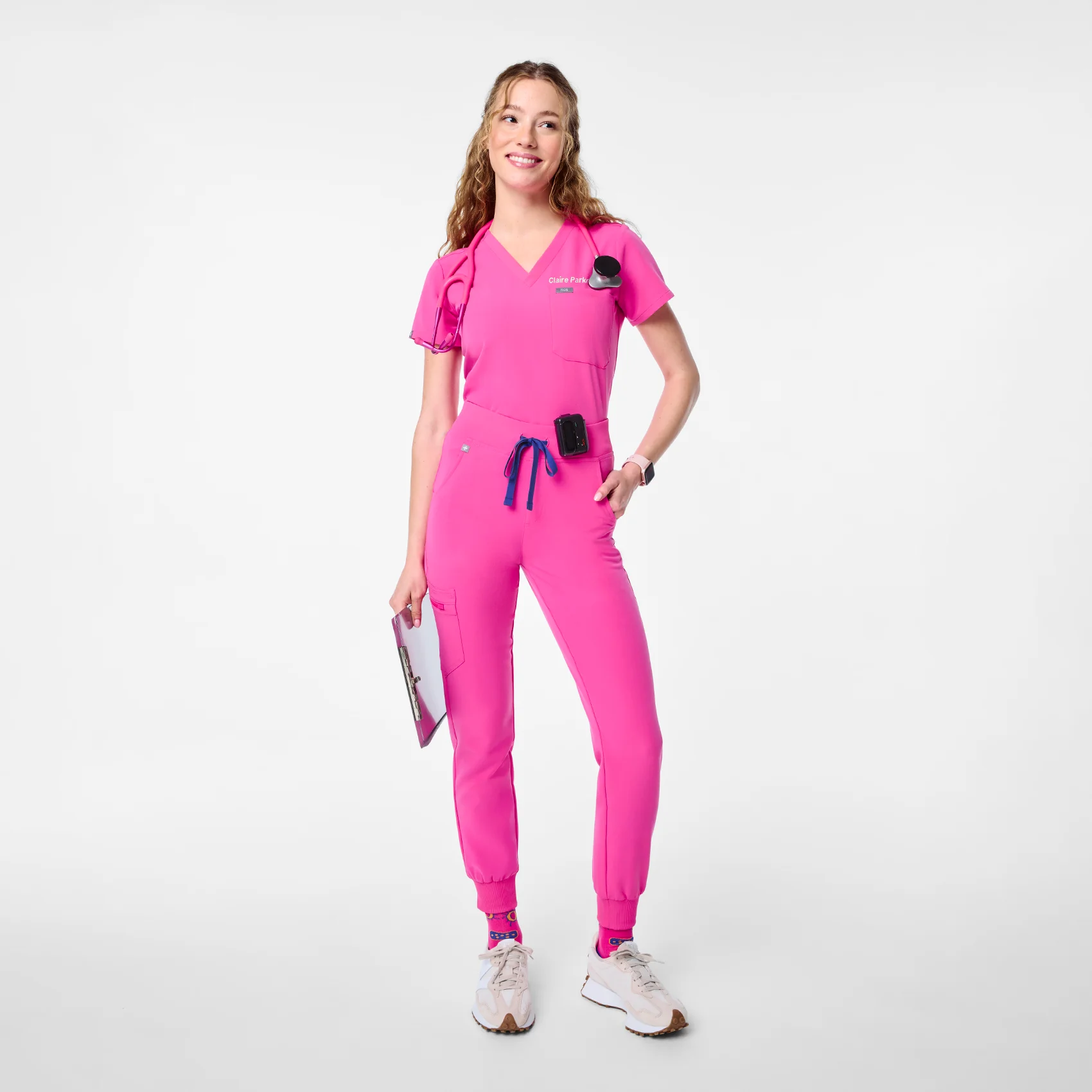 women's Rapid Response Pink High Waisted Zamora - Petite Jogger Scrub Pant™ - Image 2