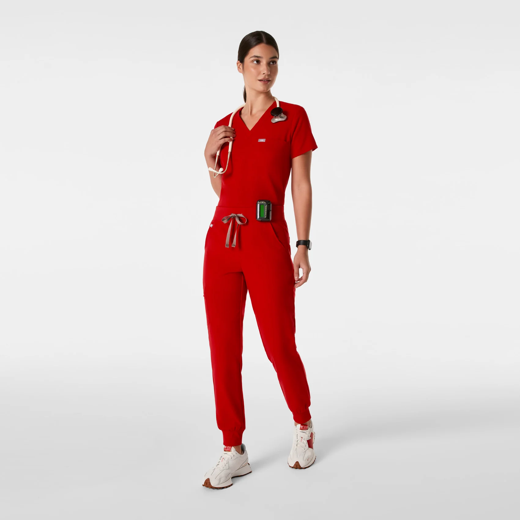 women's Winning Red High Waisted Zamora - Petite Jogger Scrub Pant™ - Image 2