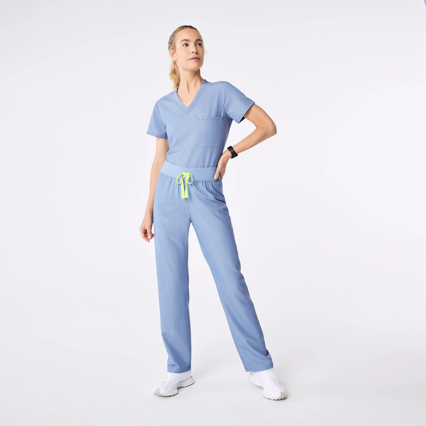 women's Heather Indigo High Waisted Livingston - Petite Basic Scrub Pant™ - Image 2