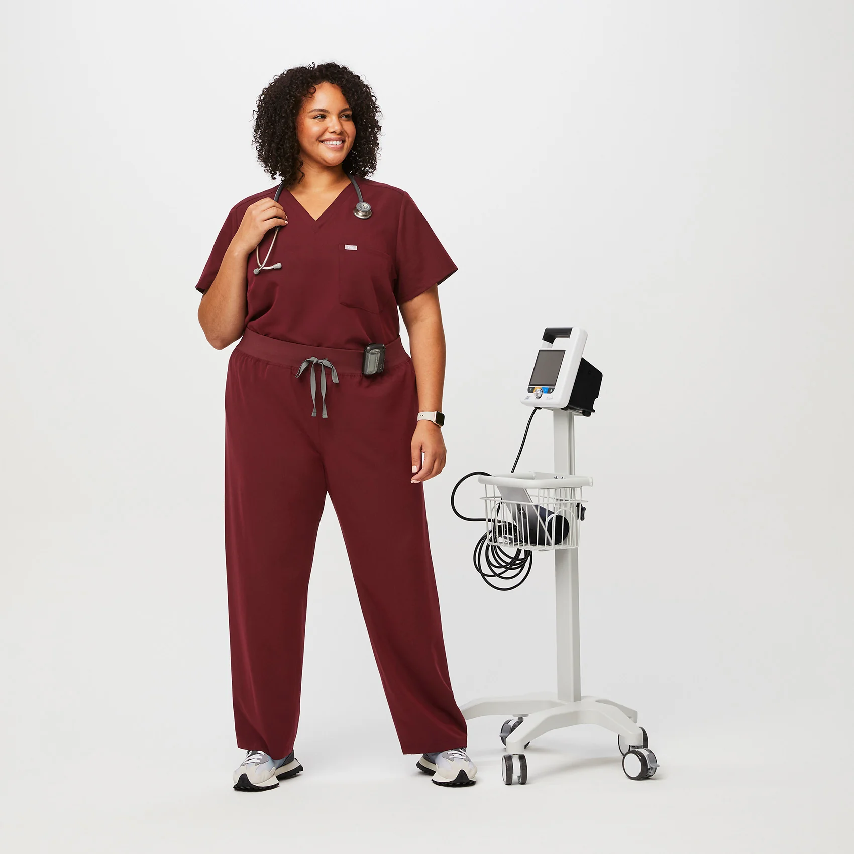 women's Burgundy High Waisted Livingston™ - Tall Basic Scrub Pants (3XL - 6XL) - Image 2