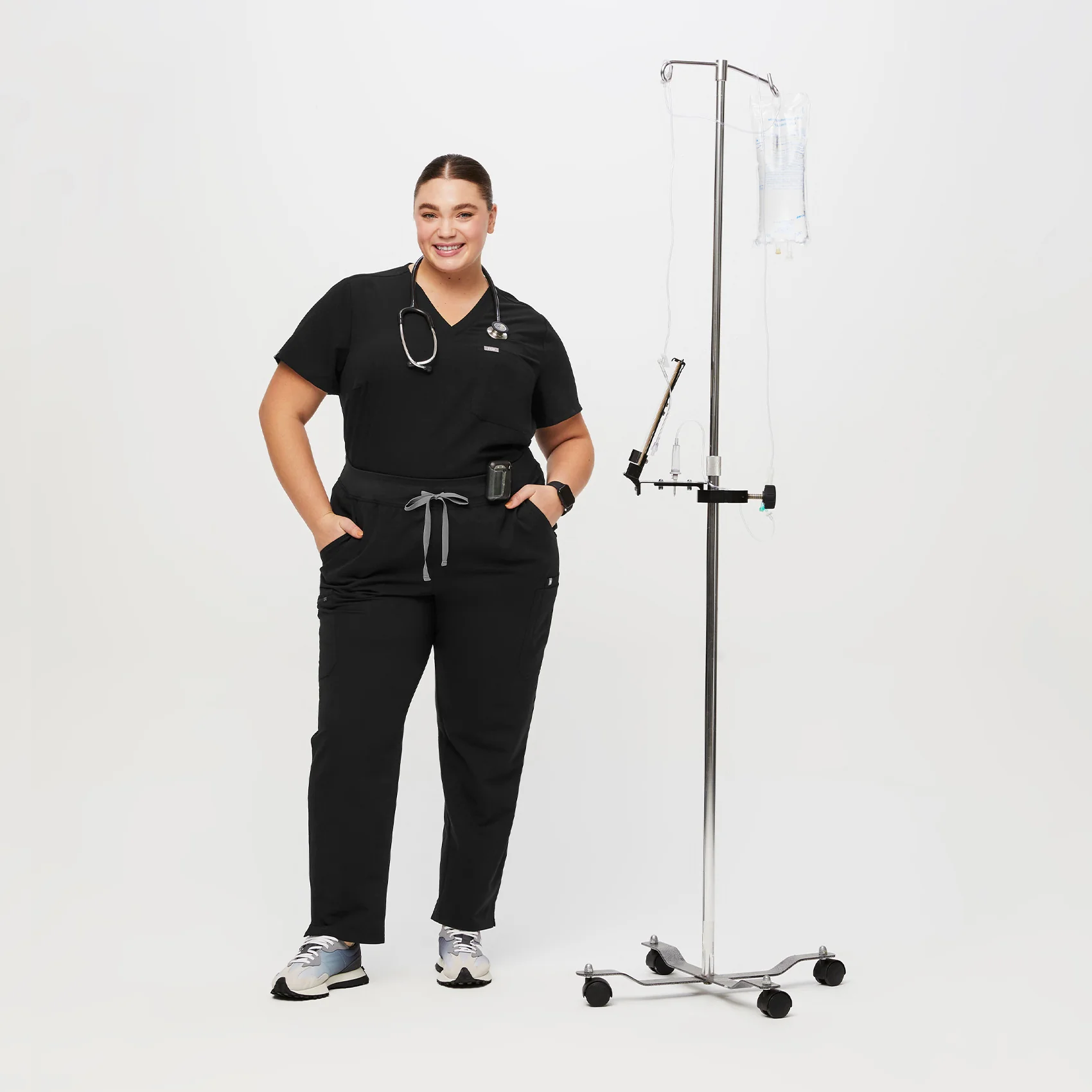 women's Black High Waisted Yola™ - Petite Skinny Scrub Pants (3XL - 6XL) - Image 2