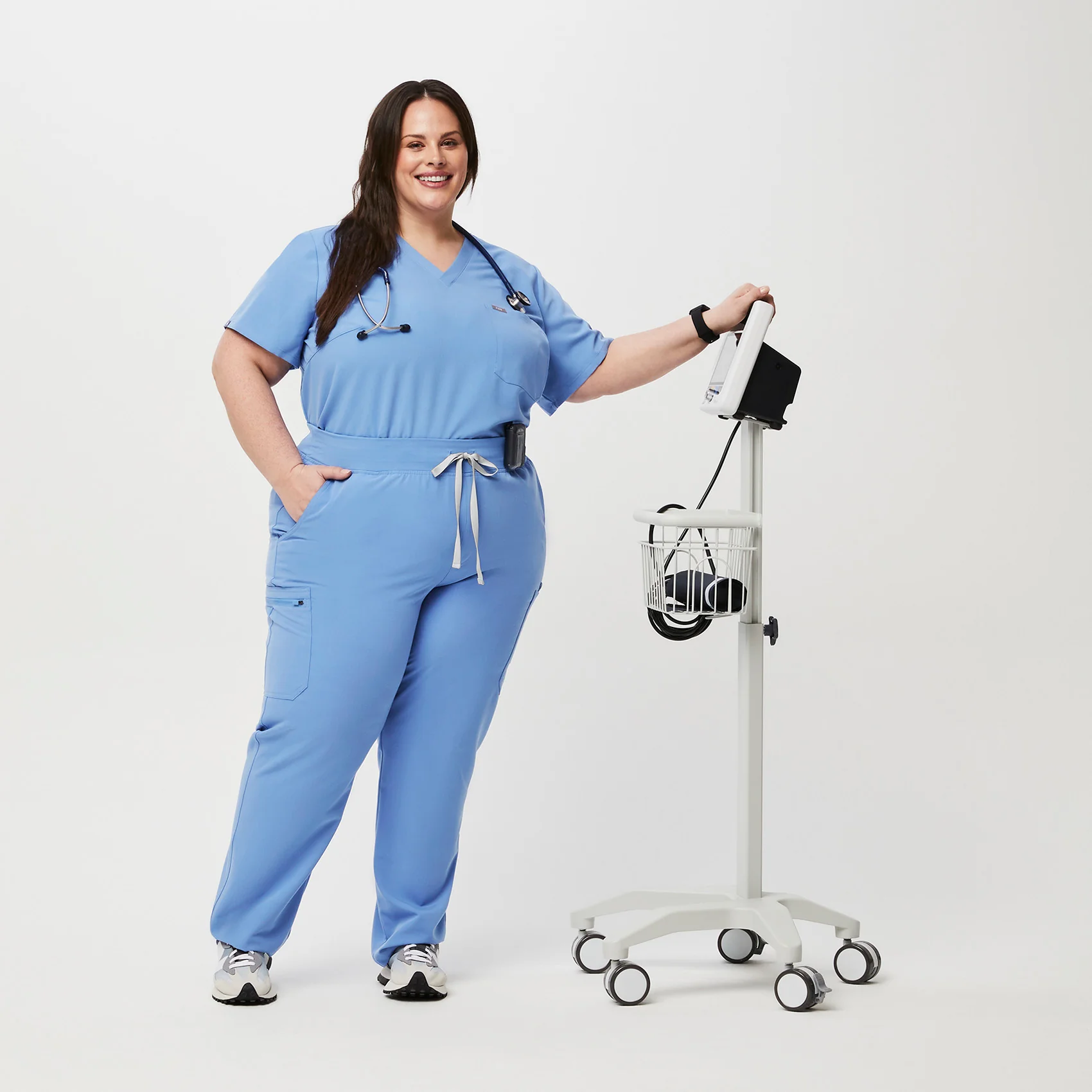 women's Ceil Blue High Waisted Yola™ - Skinny Scrub Pants (3XL - 6XL) - Image 2