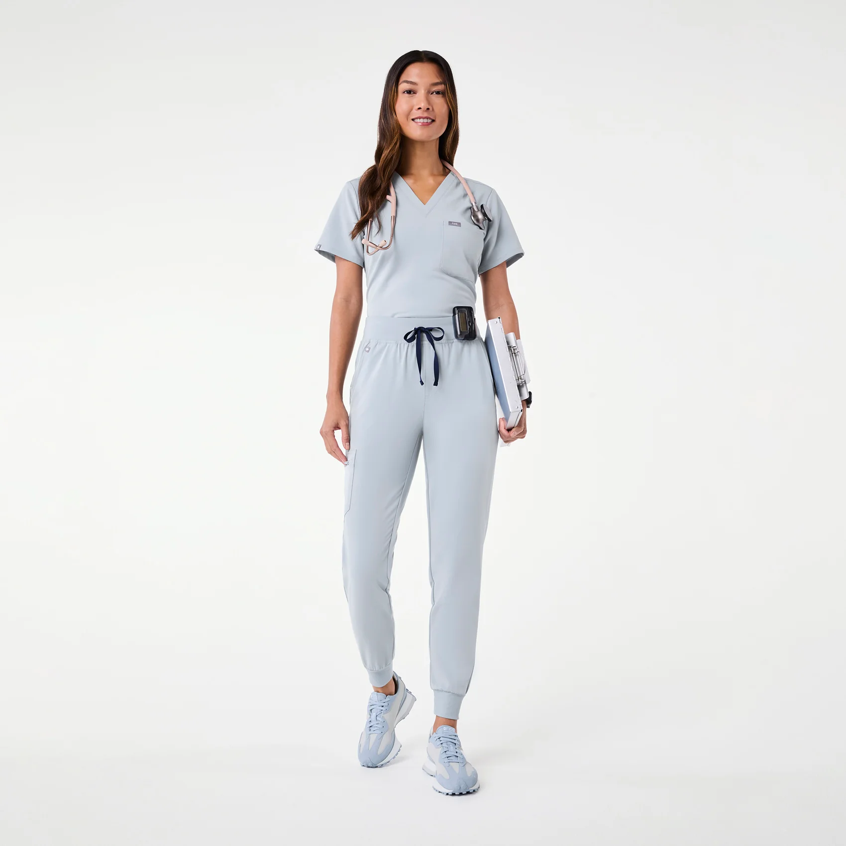 women's Dusty Blue High Waisted Zamora - Petite Jogger Scrub Pant™ - Image 2