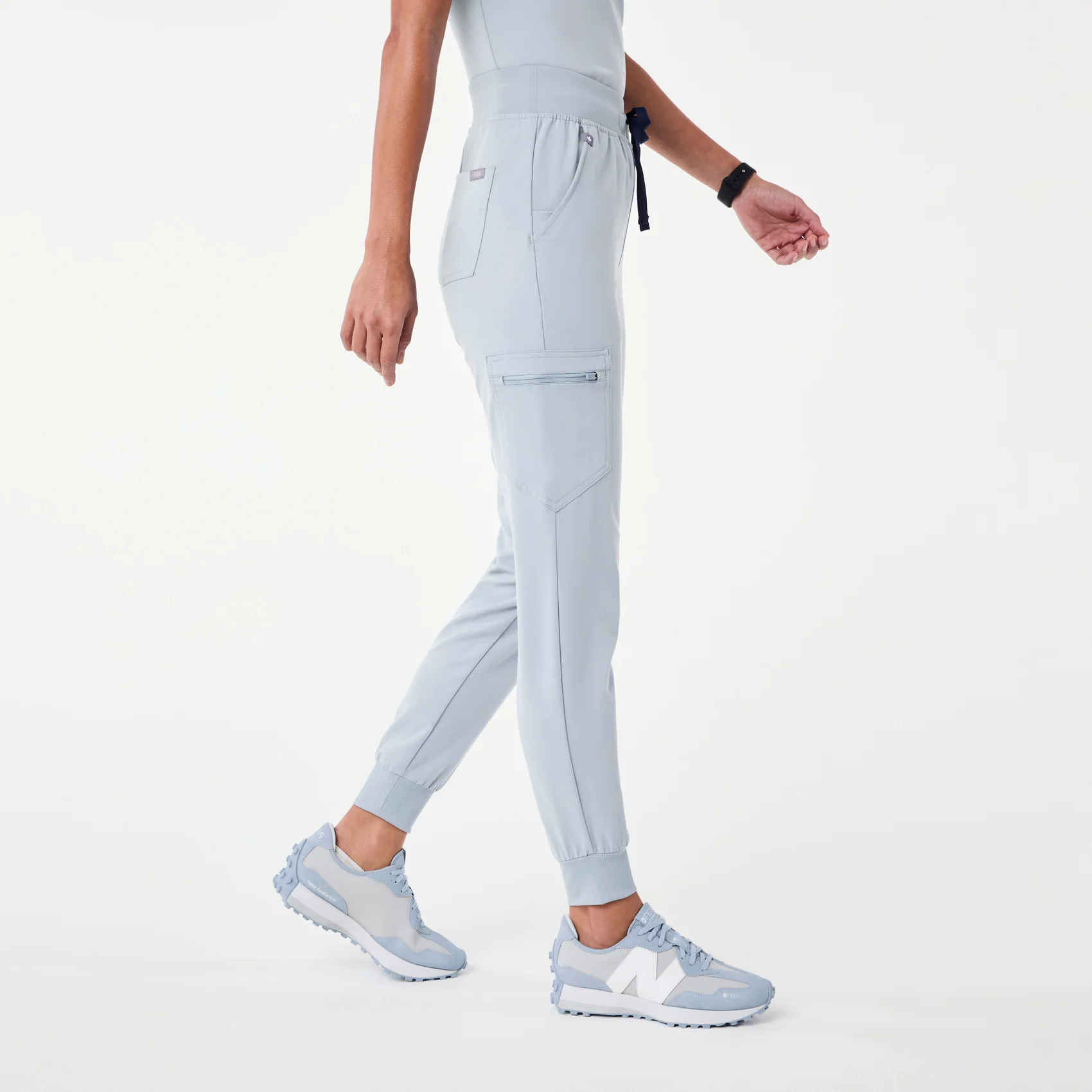 women's Dusty Blue High Waisted Zamora - Petite Jogger Scrub Pant™ - Image 3