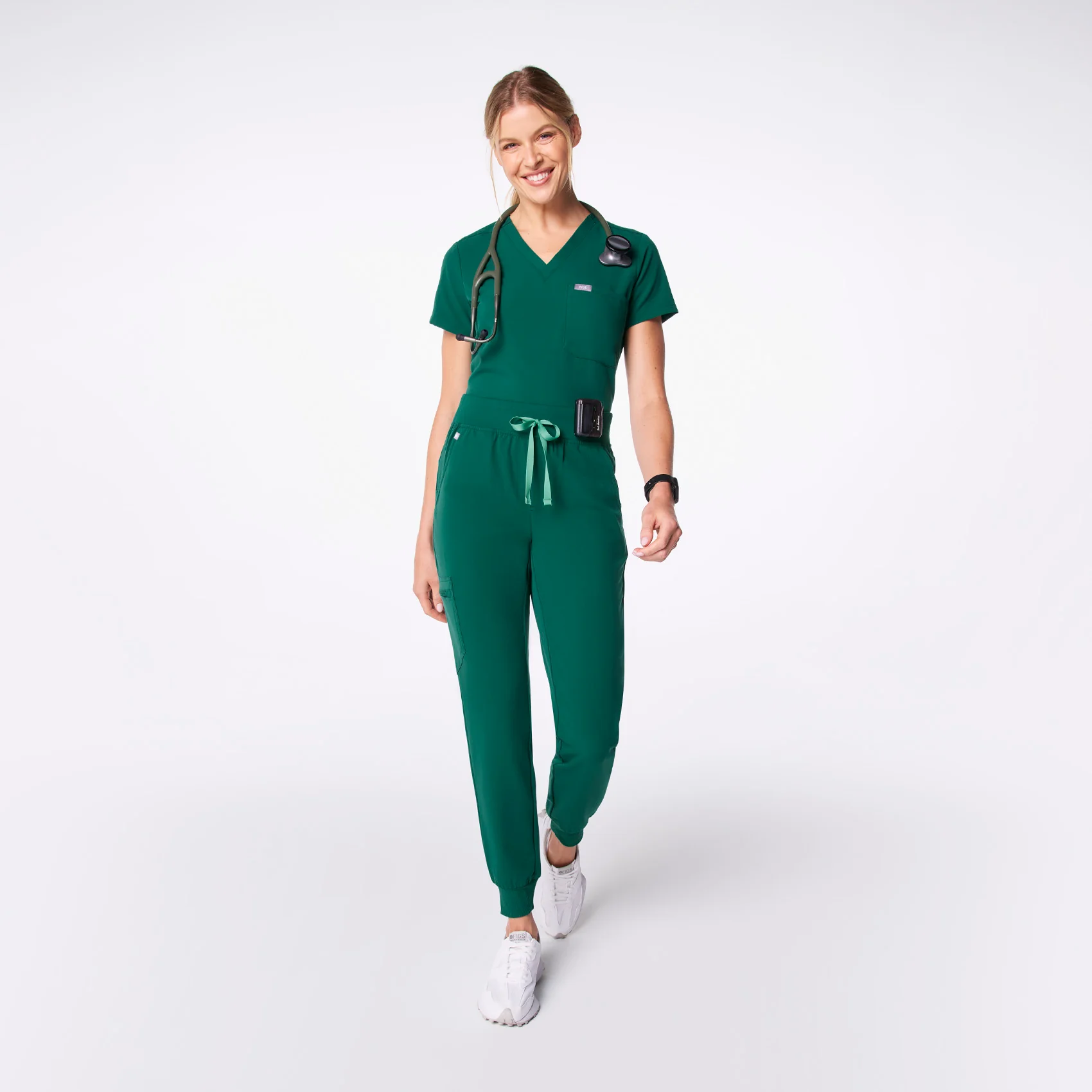 women's Hunter Green High Waisted Zamora - Petite Jogger Scrub Pant™ - Image 2