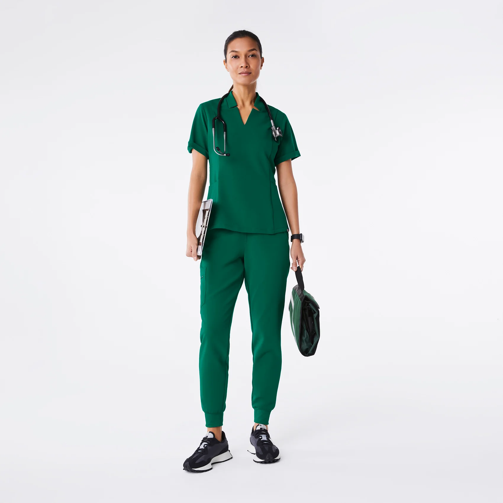 women's Hunter Green Inala - Slim Scrub Top - Image 2