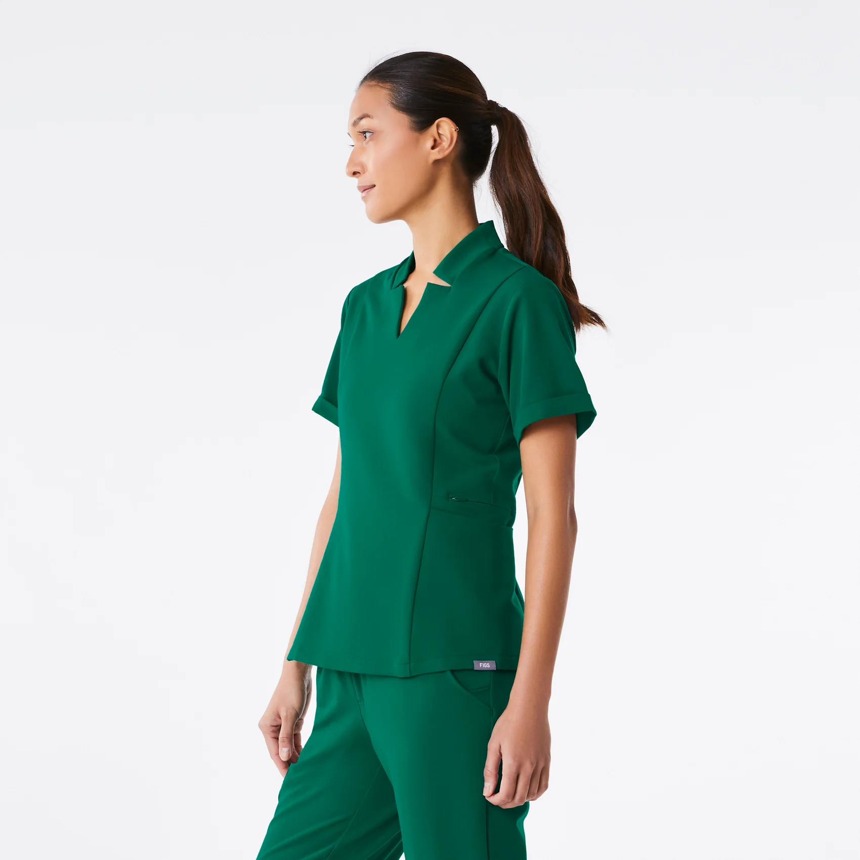 women's Hunter Green Inala - Slim Scrub Top - Image 3