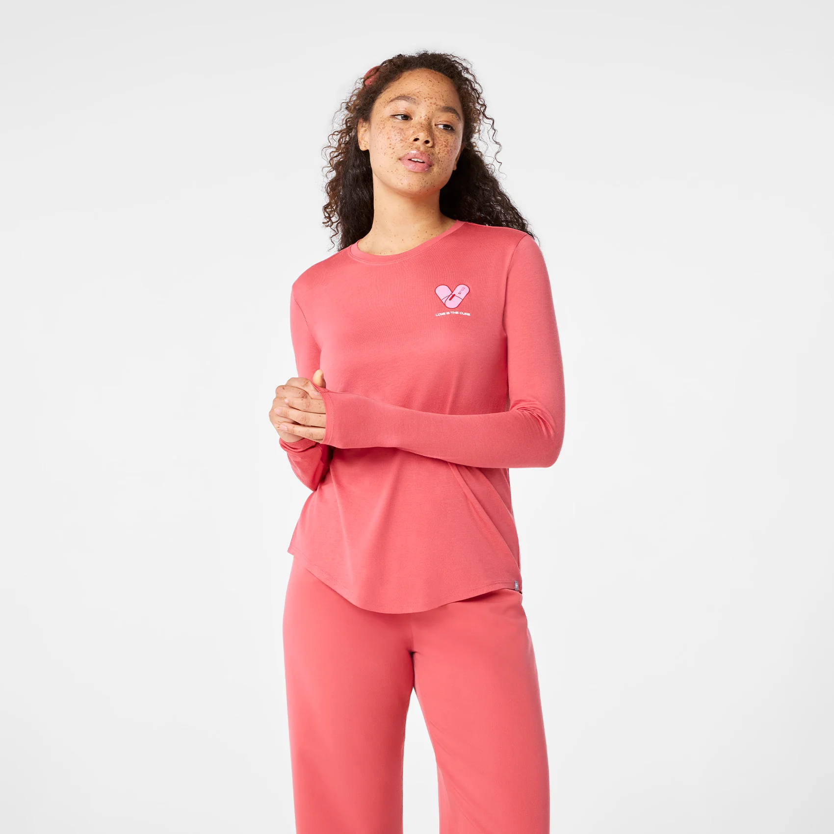 women's Pulmonary Pink Love Is The Cure Supersoft - Longsleeve Underscrub