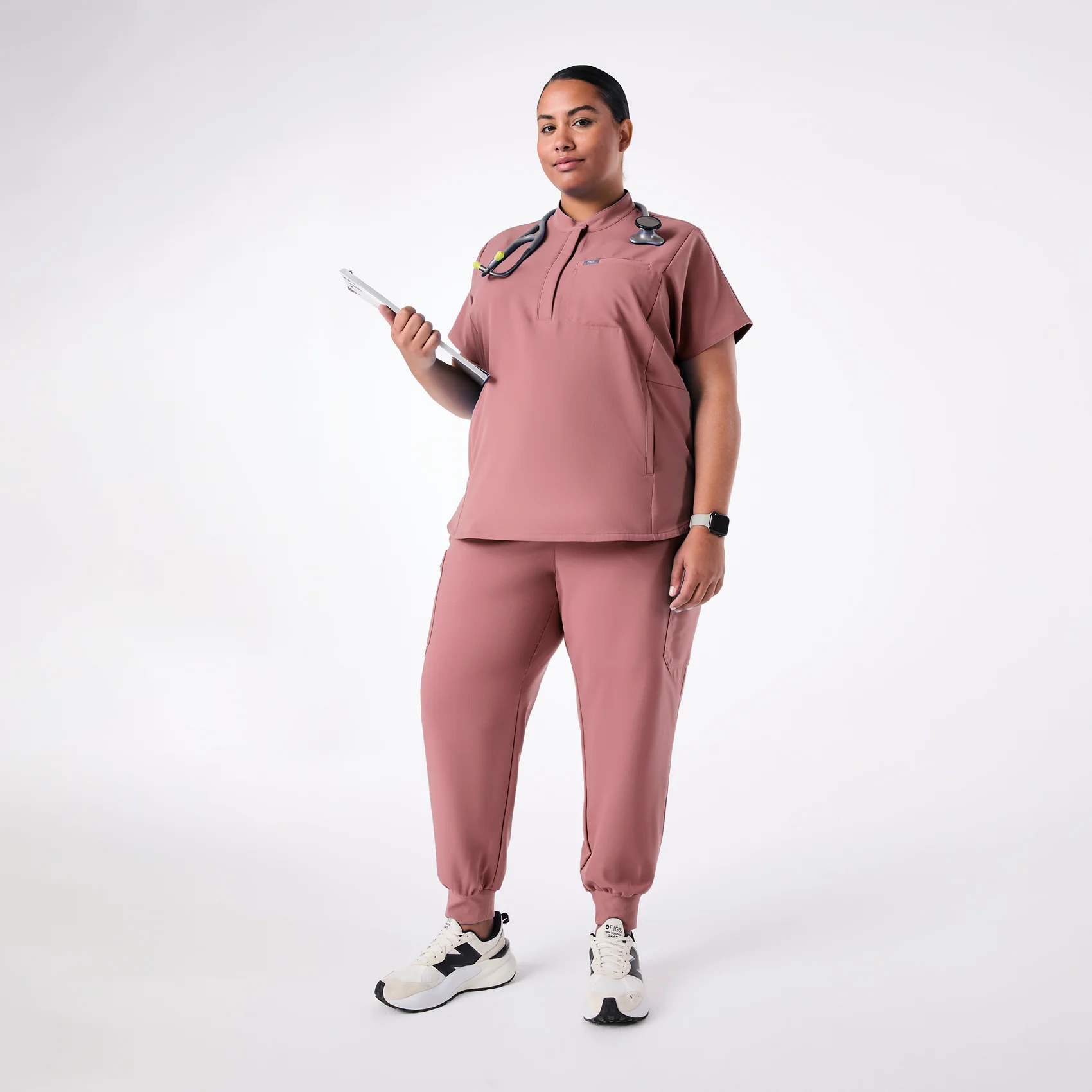 women's Mauve Montex - Mock Neck Scrub Top (3XL-6XL) - Image 2