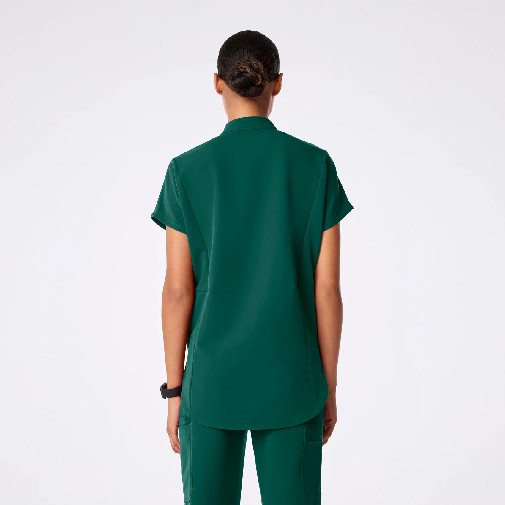 women's Hunter Green Montex - Mock Neck Scrub Top - Image 4