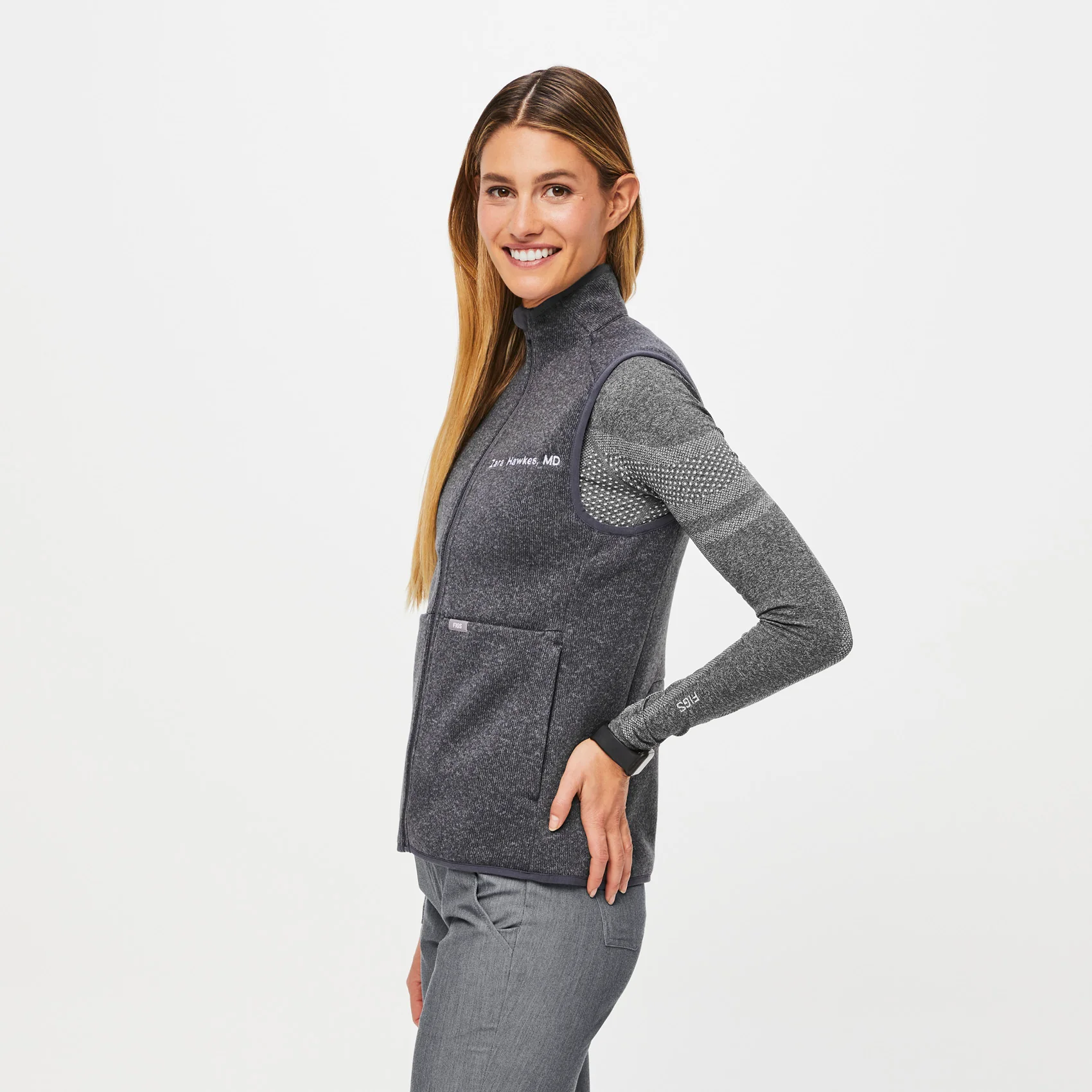 women's Heathered Dark Charcoal On-Shift™ - Sweater Knit Vest - Image 3