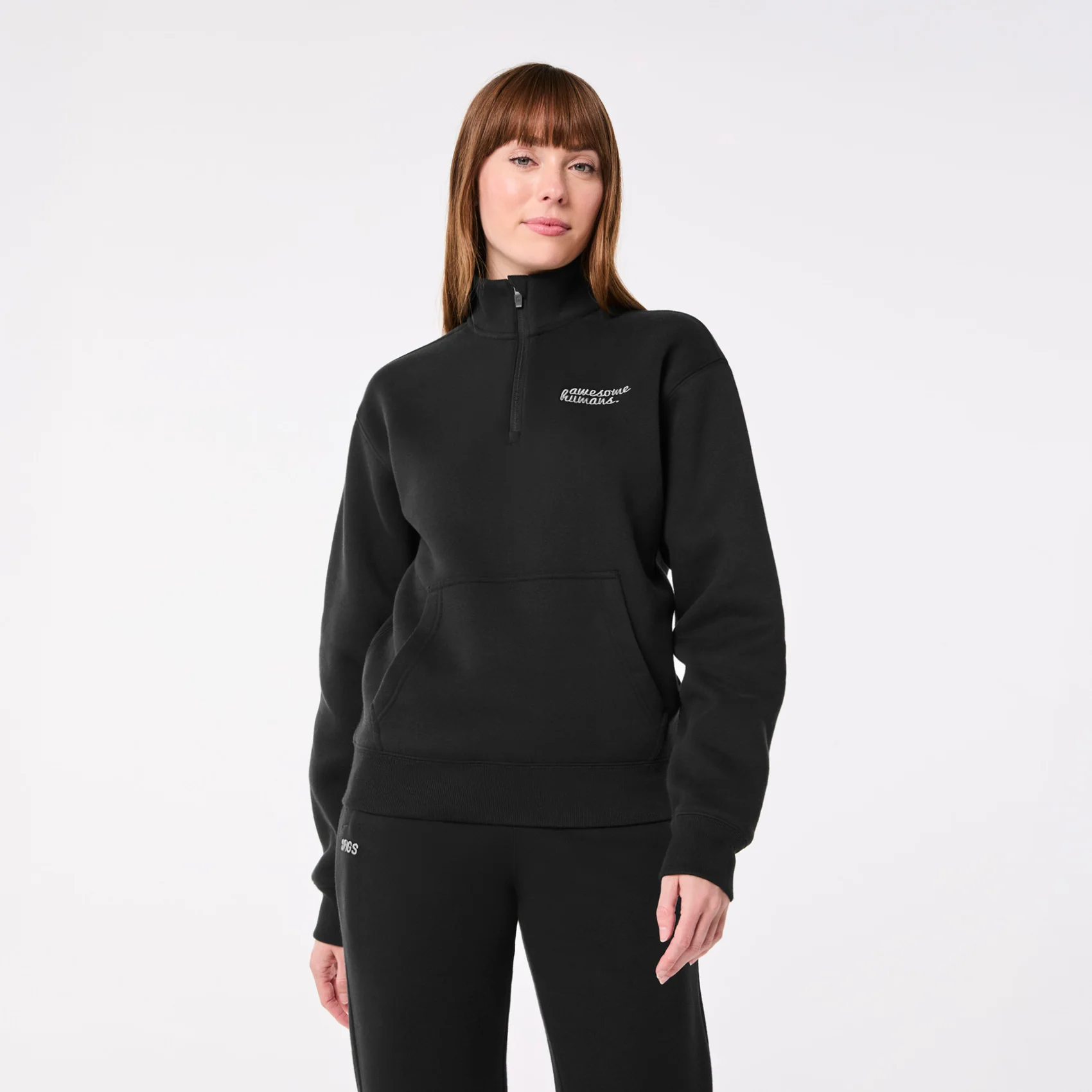 women's Black Off-Shift Awesome Humans ¼ Zip - Sweatshirt™