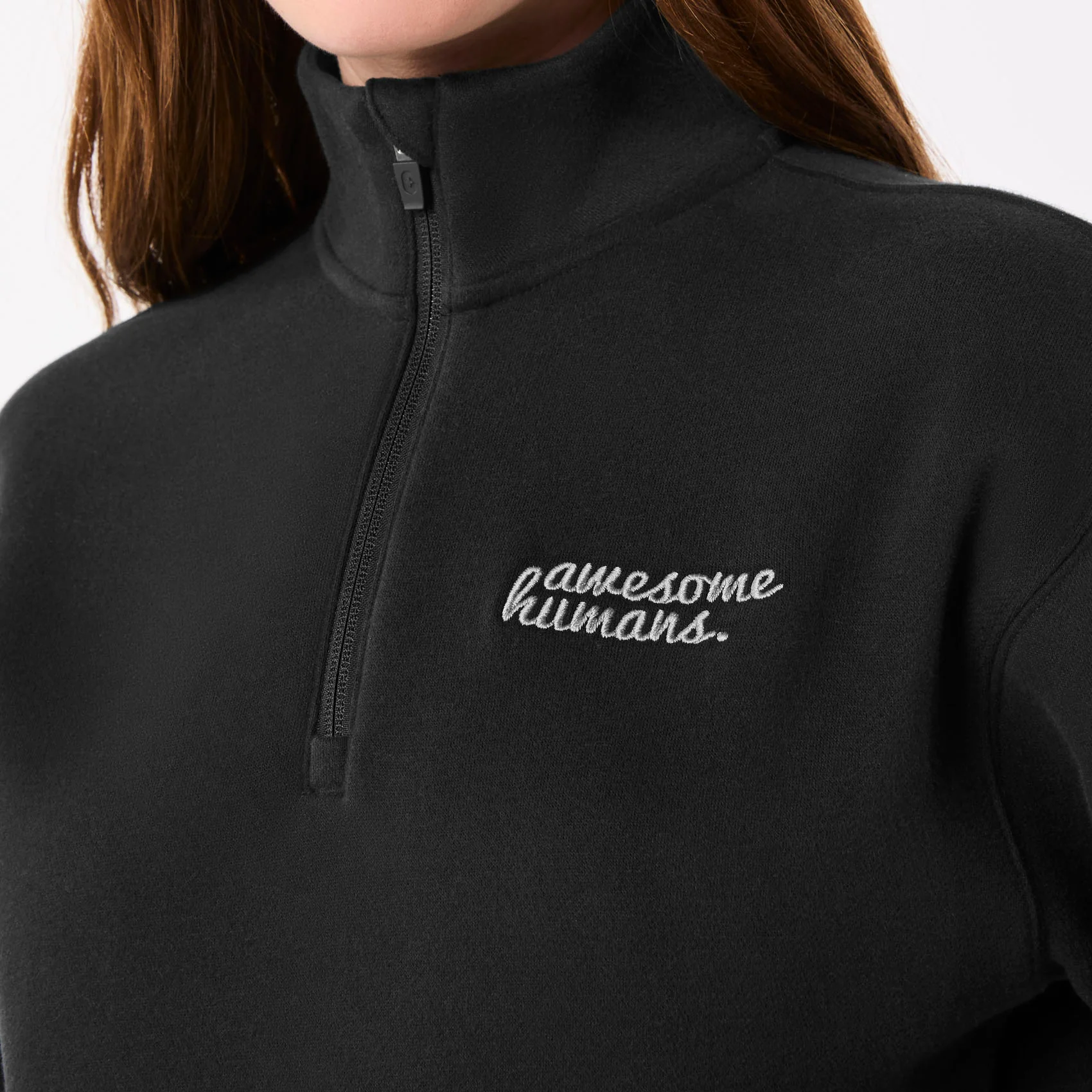 women's Black Off-Shift Awesome Humans ¼ Zip - Sweatshirt™ - Image 2