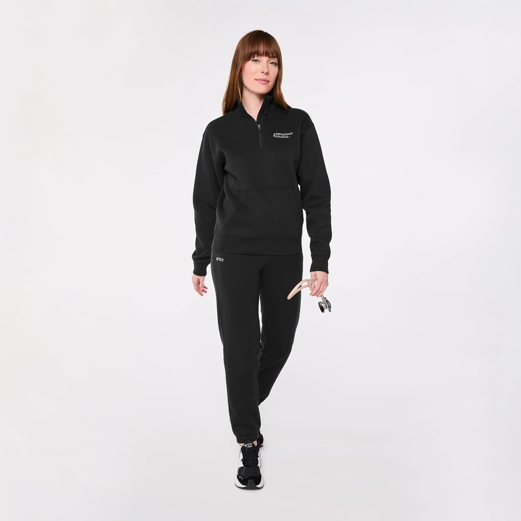 women's Black Off-Shift Awesome Humans ¼ Zip - Sweatshirt™ - Image 3