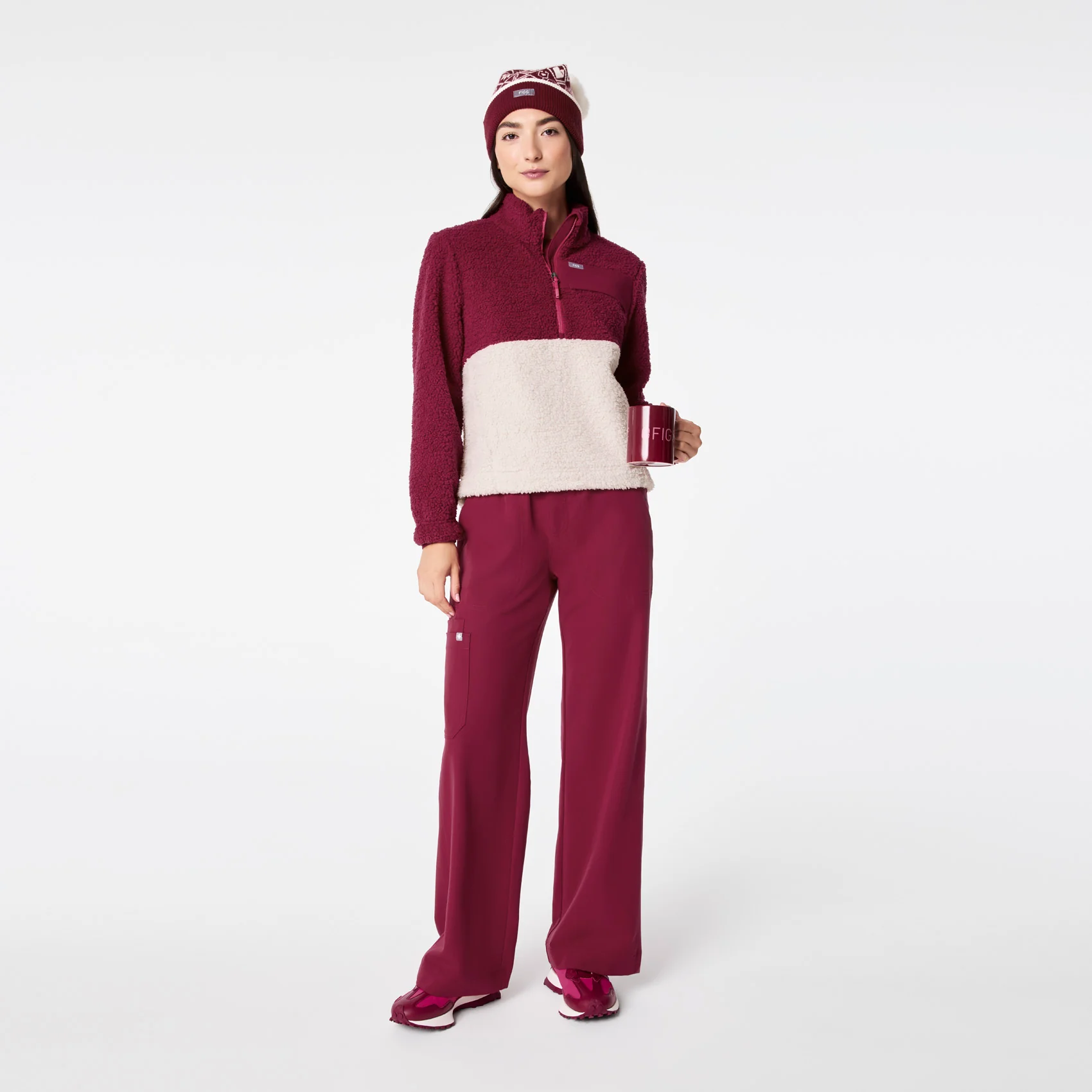women's Deep Cranberry On-Shift High Pile - Fleece Pullover Jacket™ - Image 2