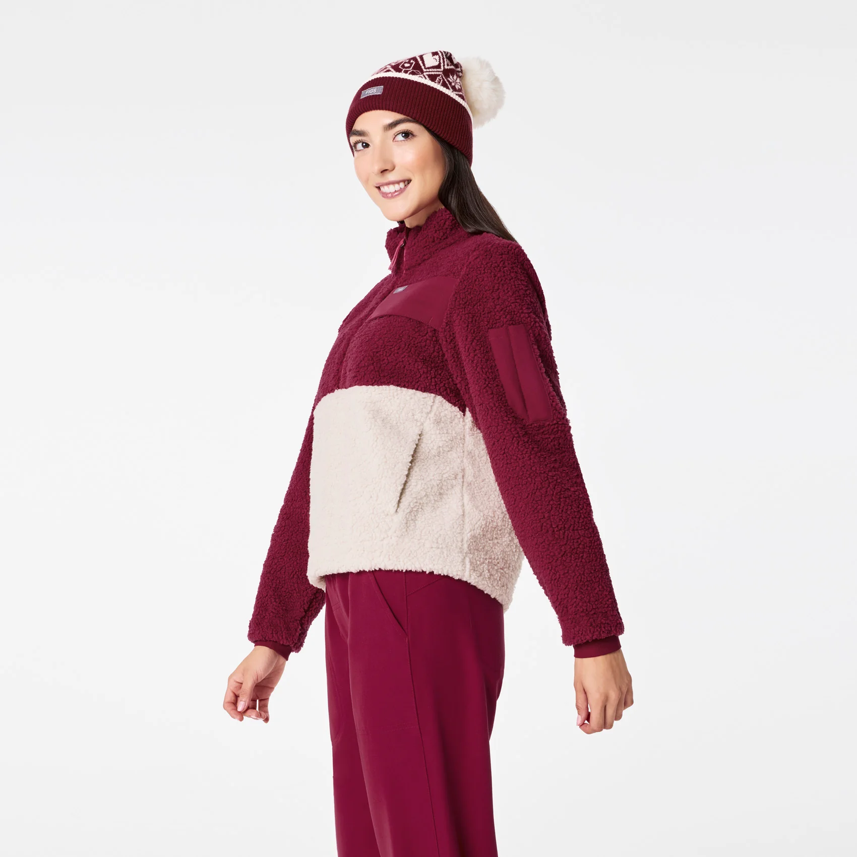 women's Deep Cranberry On-Shift High Pile - Fleece Pullover Jacket™ - Image 3