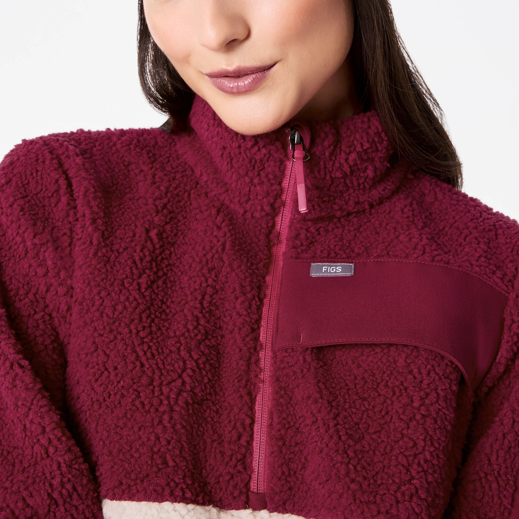 women's Deep Cranberry On-Shift High Pile - Fleece Pullover Jacket™ - Image 5