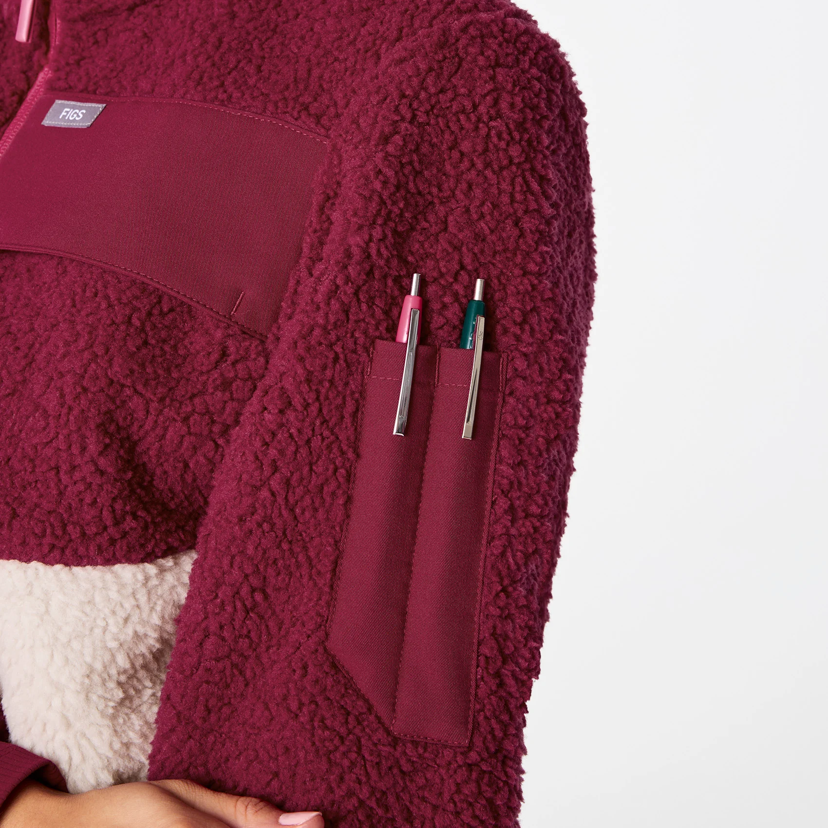 women's Deep Cranberry On-Shift High Pile - Fleece Pullover Jacket™ - Image 7