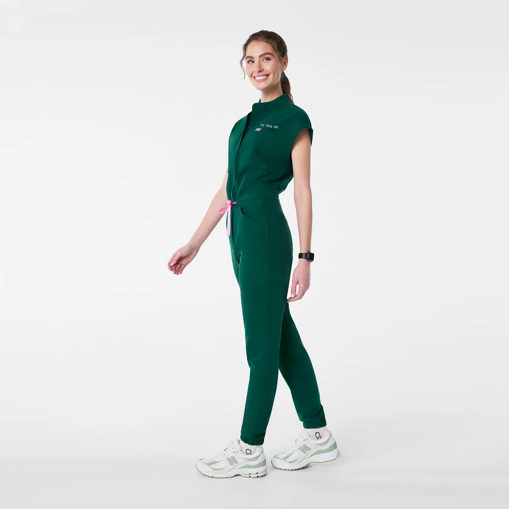 women's Forest Green Rafaela Cargo - Petite ScrubJumpsuit™ - Image 2