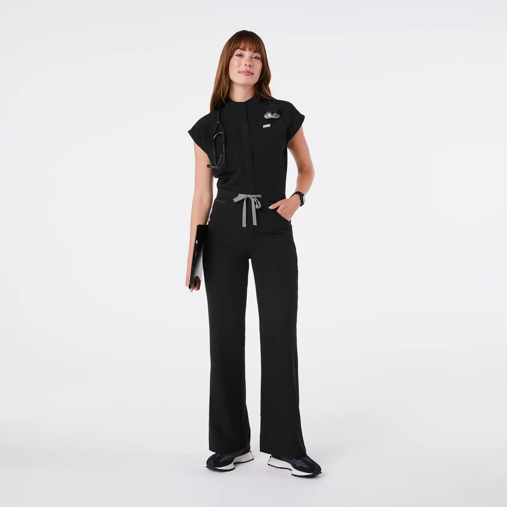 women's Black Rafaela Wide Leg - ScrubJumpsuit™