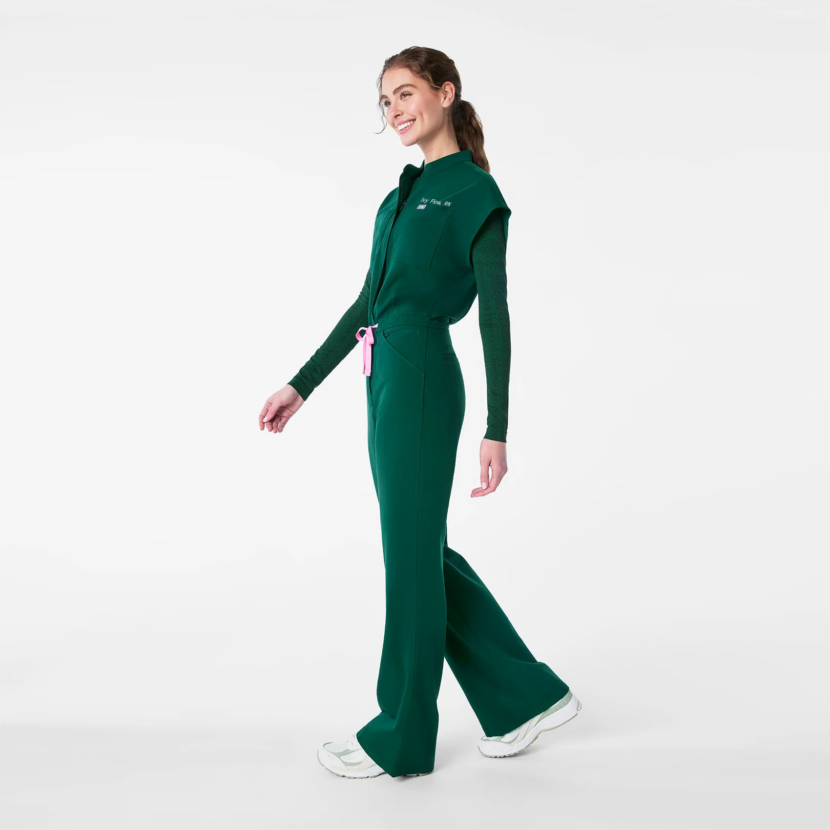 women's Forest Green Rafaela Wide Leg - Petite ScrubJumpsuit™ - Image 2