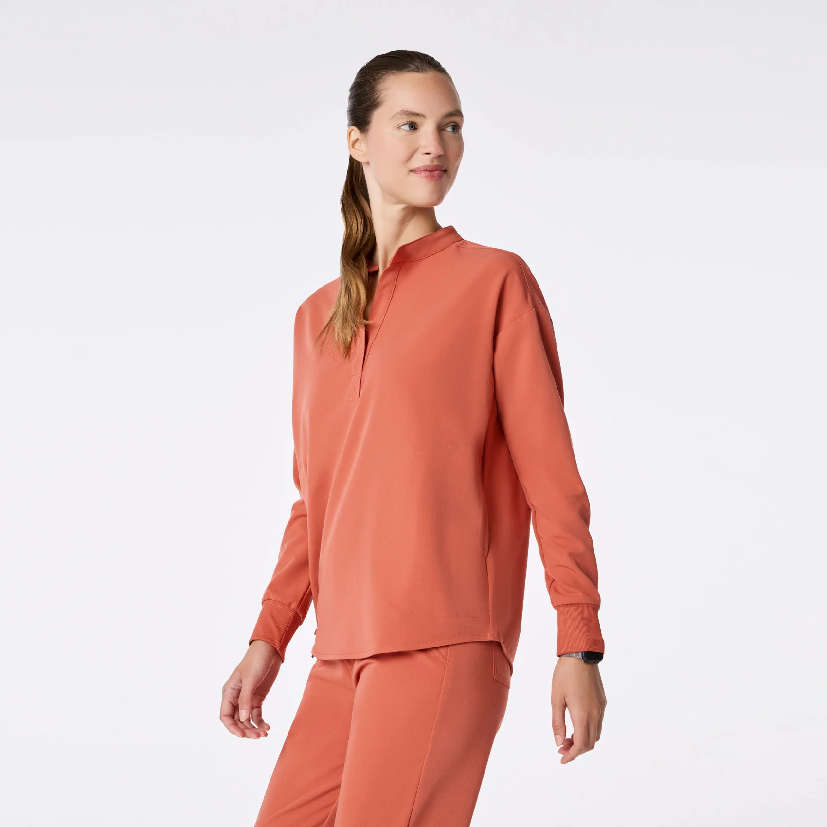 women's Spiced Cider Rafaela Relaxed Longsleeve - Scrub Top - Image 3