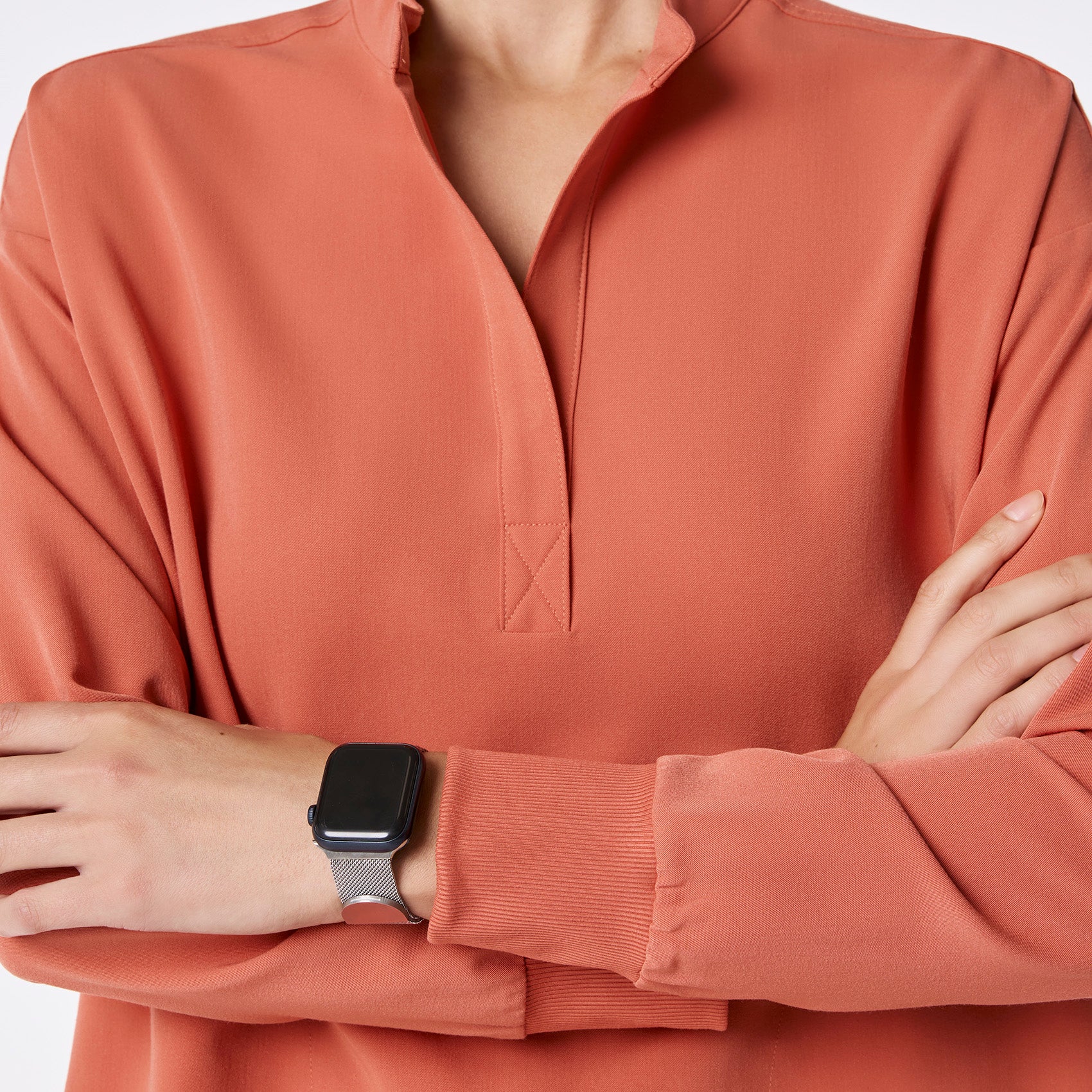 women's Spiced Cider Rafaela Relaxed Longsleeve - Scrub Top - Image 7